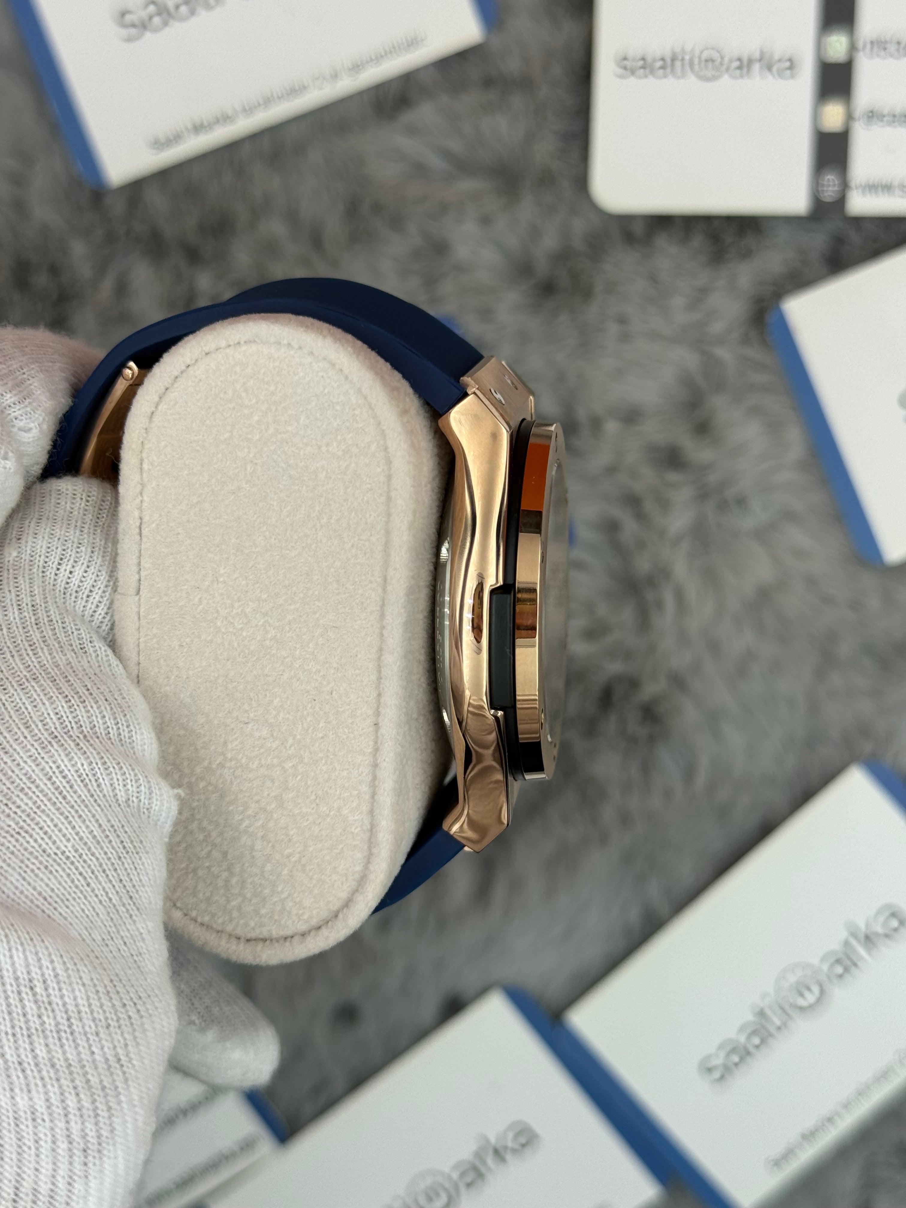 HUBLOT vendome 41mm rose kasa lacivert kadran lacivert kauçuk kordon erkek kol saati