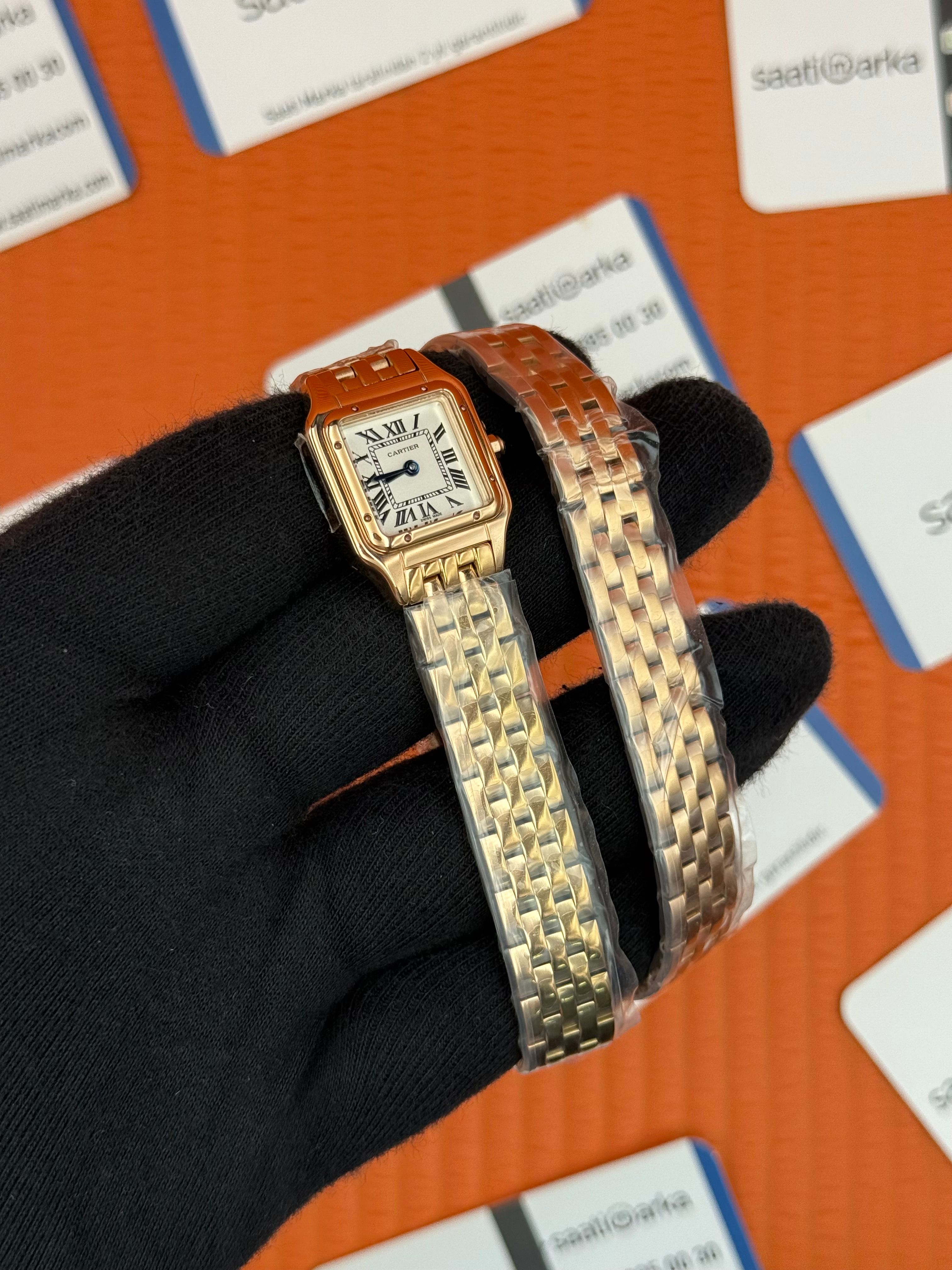 CARTIER Panthere 22mm çift sarma rose kordon rose kasa 