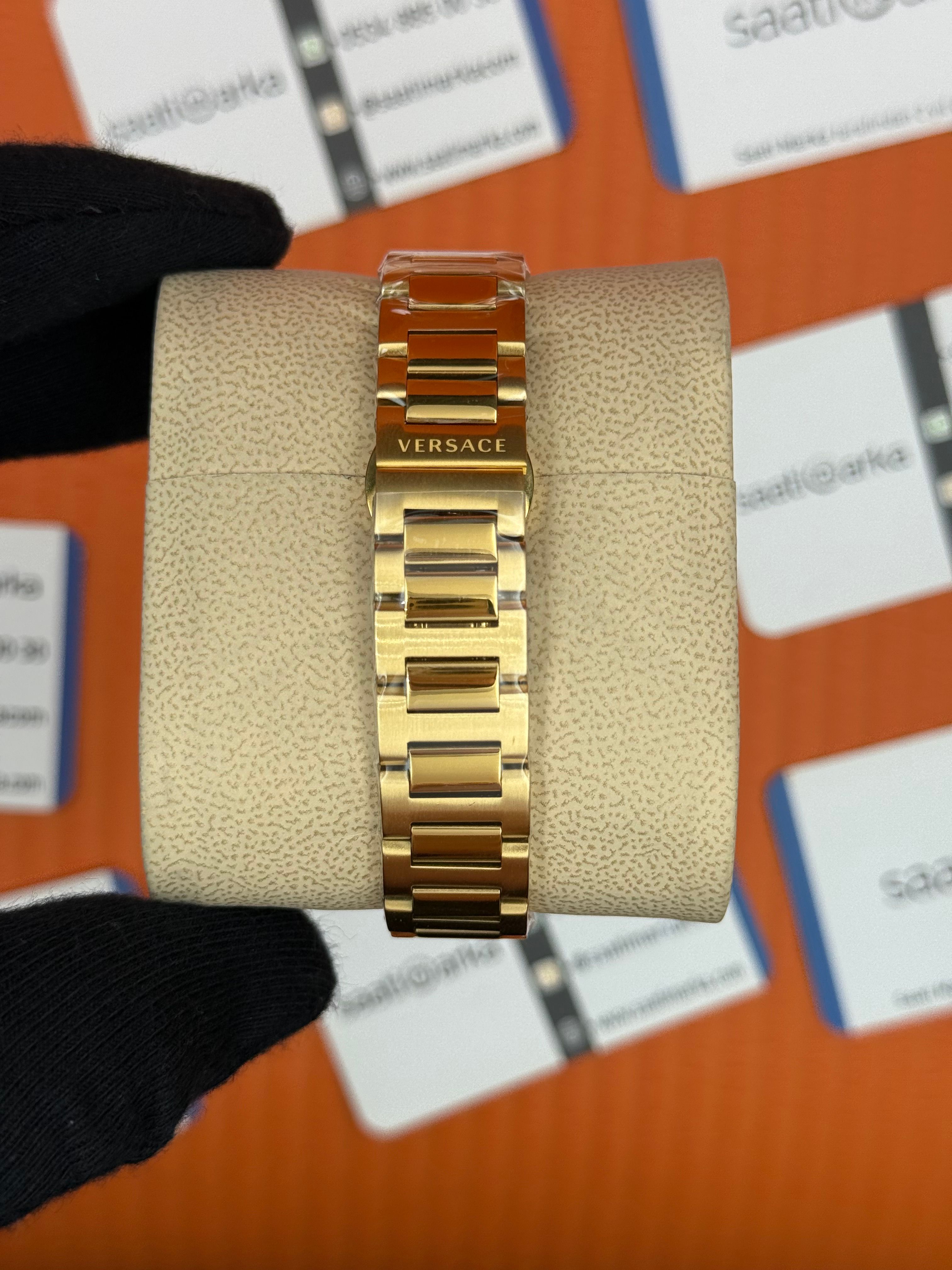 VERSACE lacivert kadran gold kasa kordon kadın kol saati