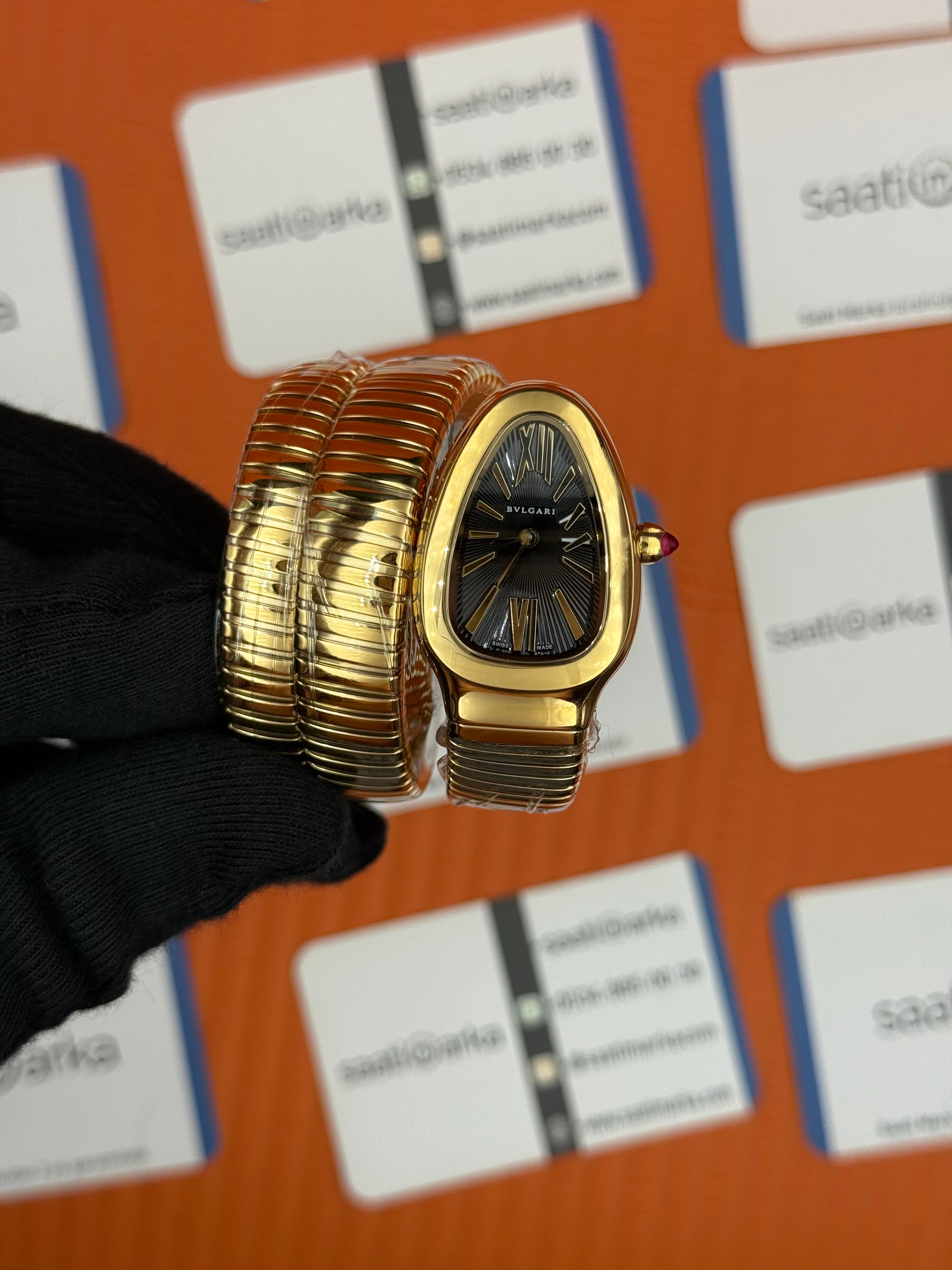 BVLGARİ serpenti çift sarma gold kordon siyah kadran kadın kol saati
