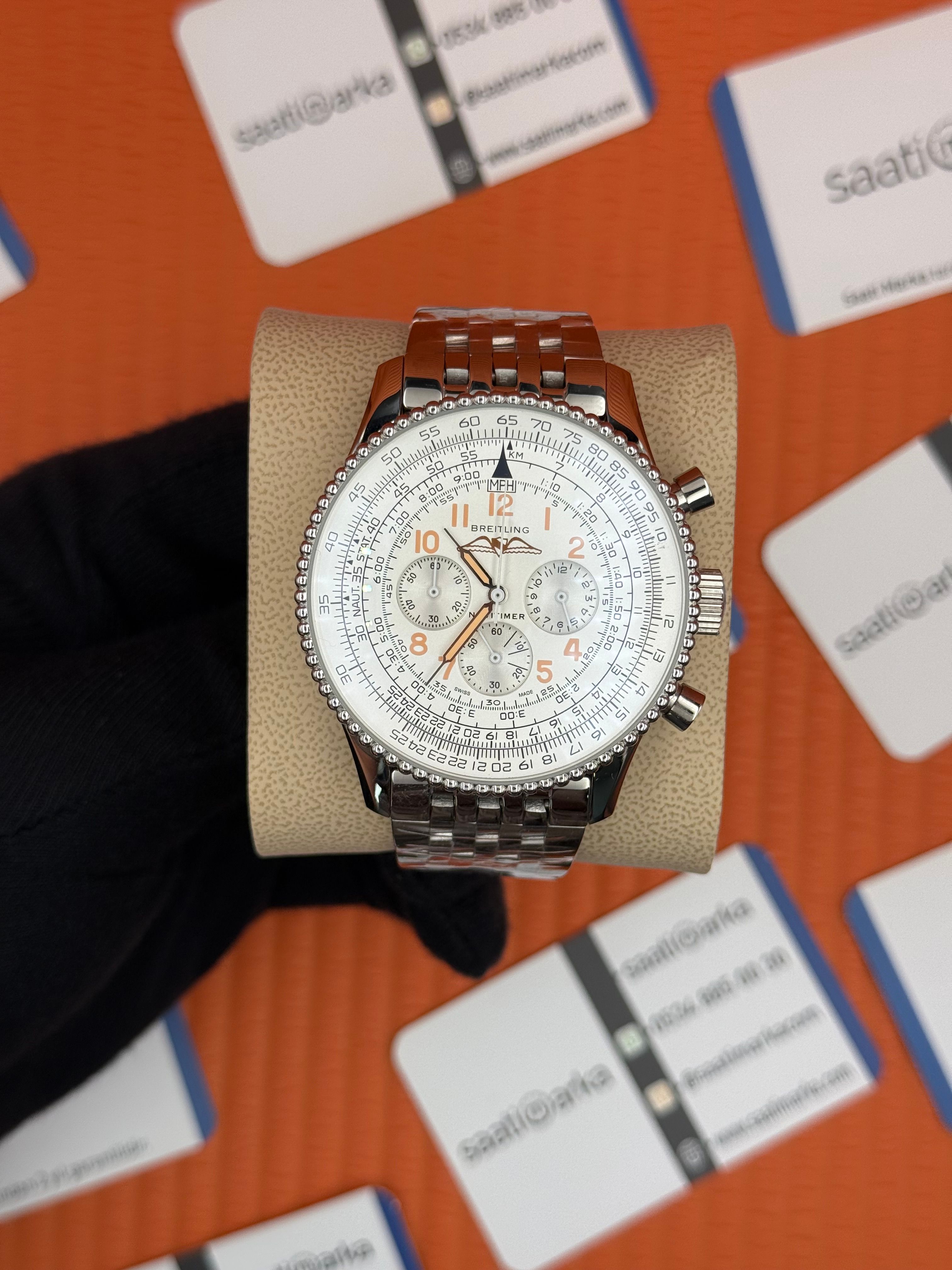 BREITLING Navitimer beyaz kadran silver kasa-kordon