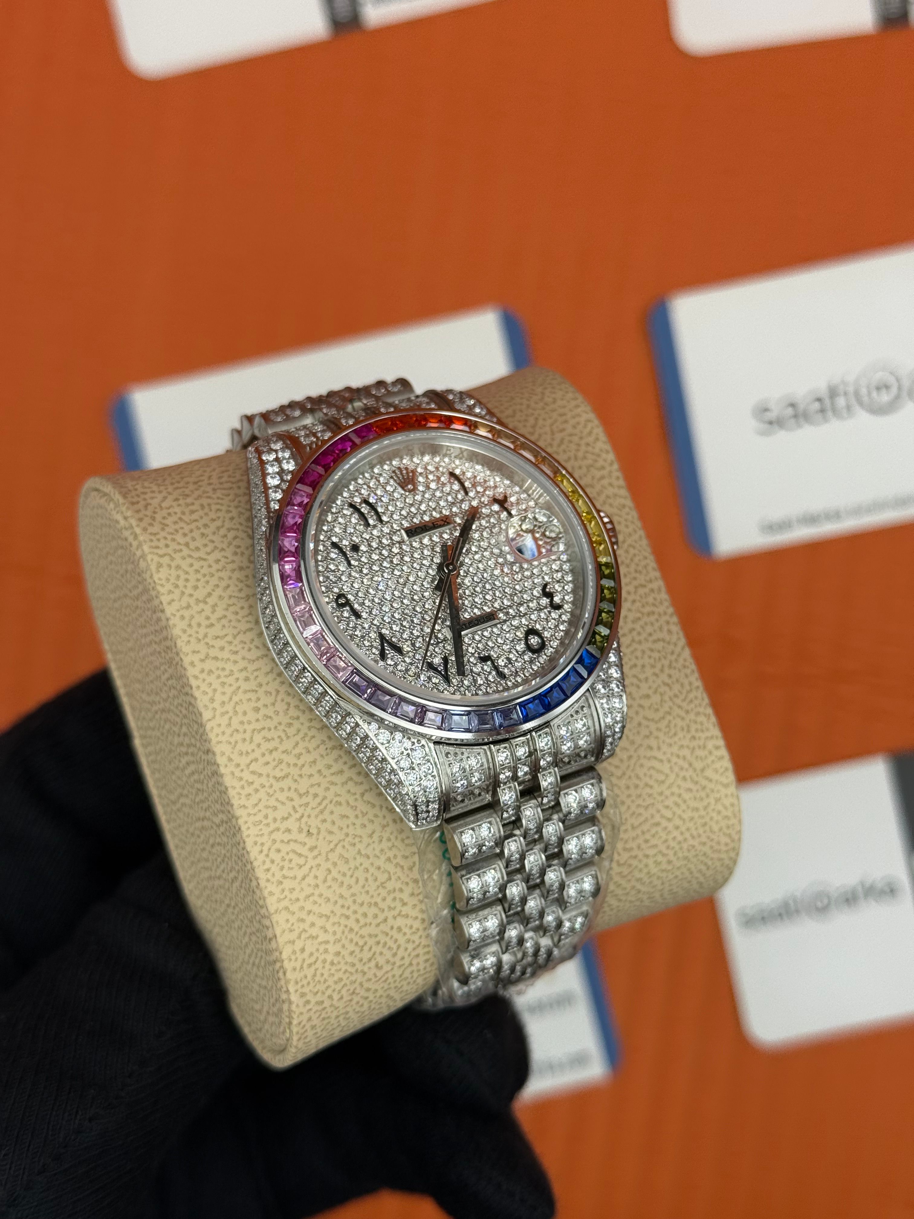 ROLEX Datejust arabic dial full diamond 41mm silver