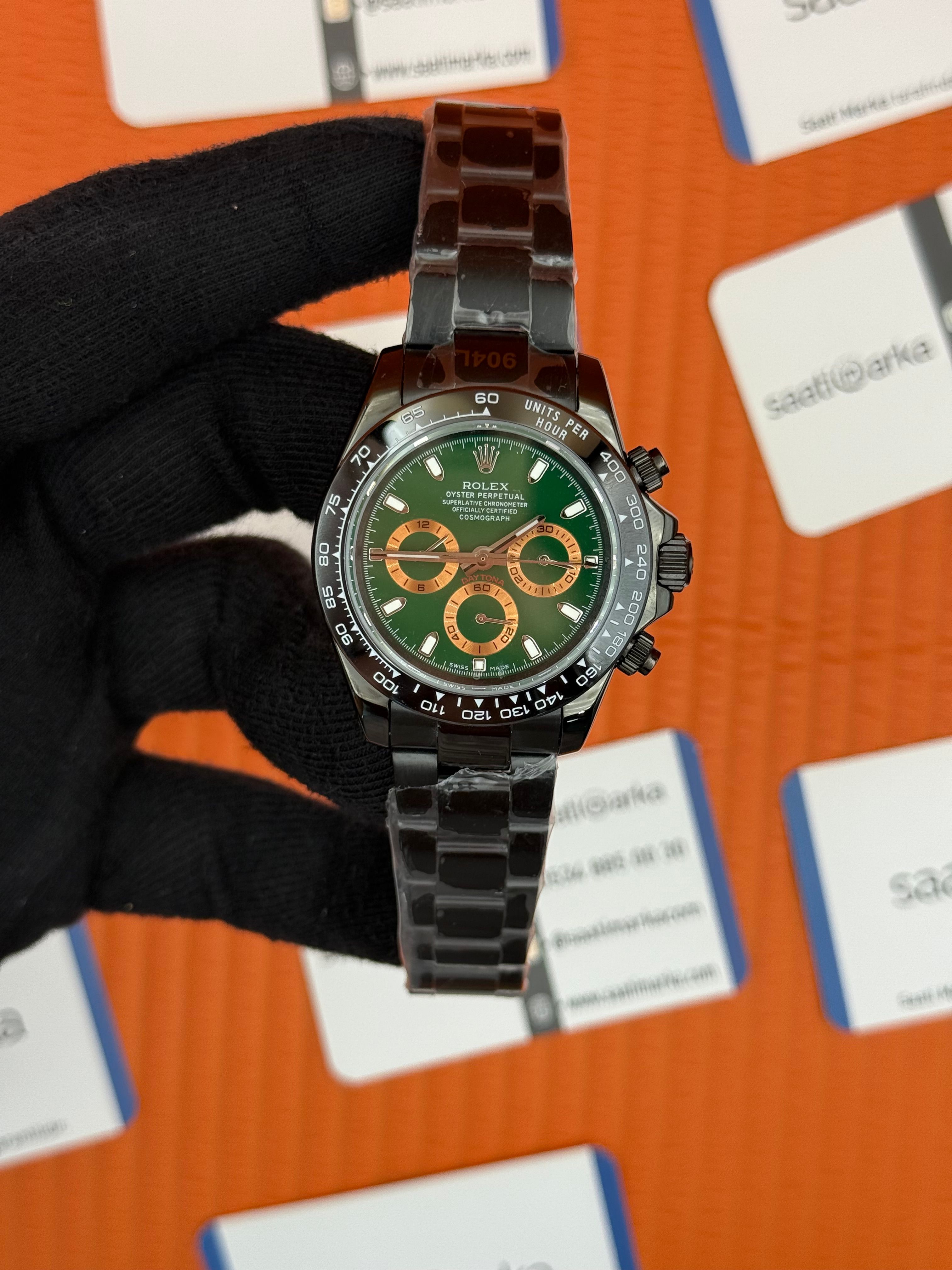 ROLEX Daytona green dial siyah kasa-kordon