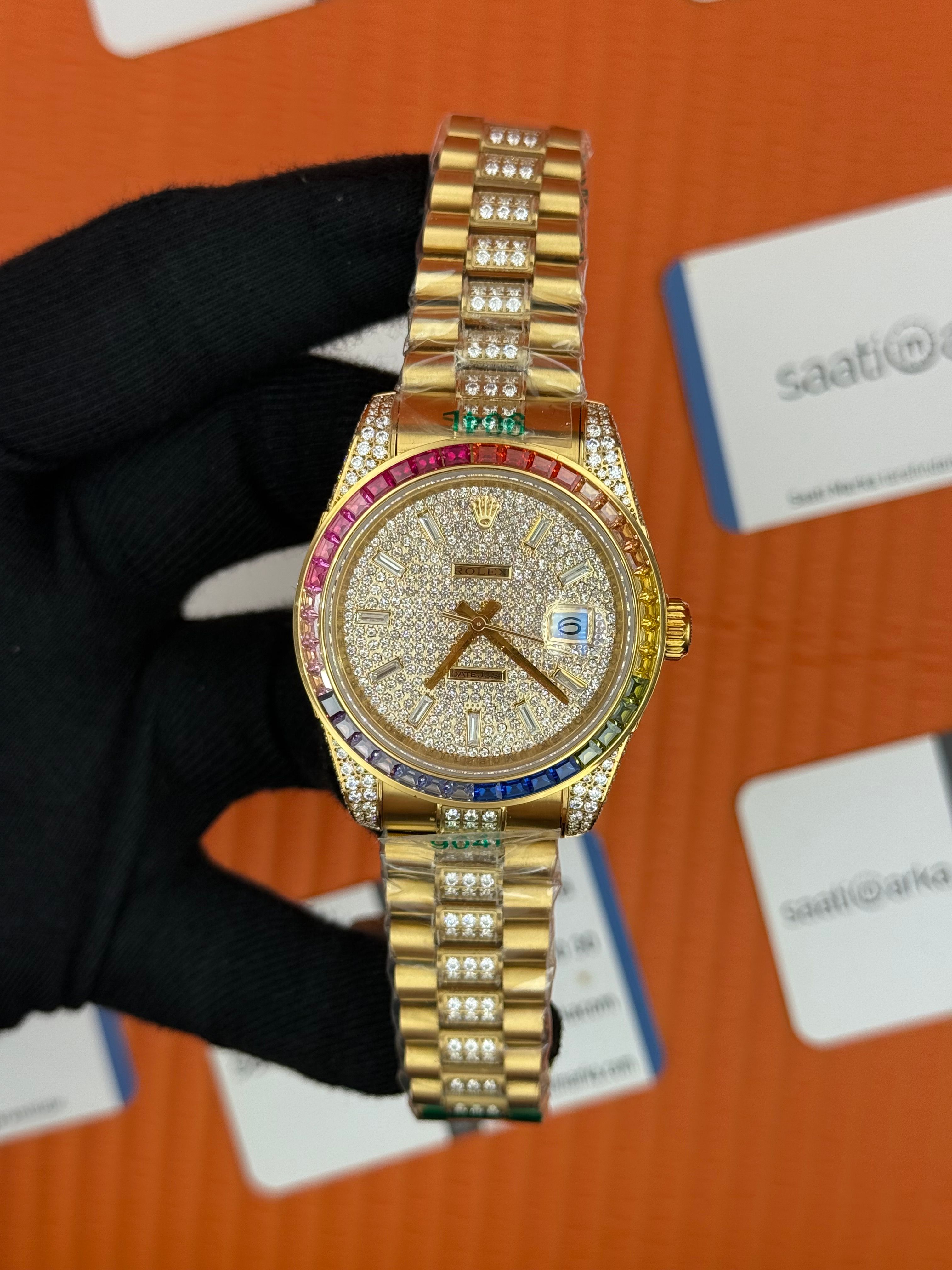 ROLEX Datejust taşlı kasa kordon gold