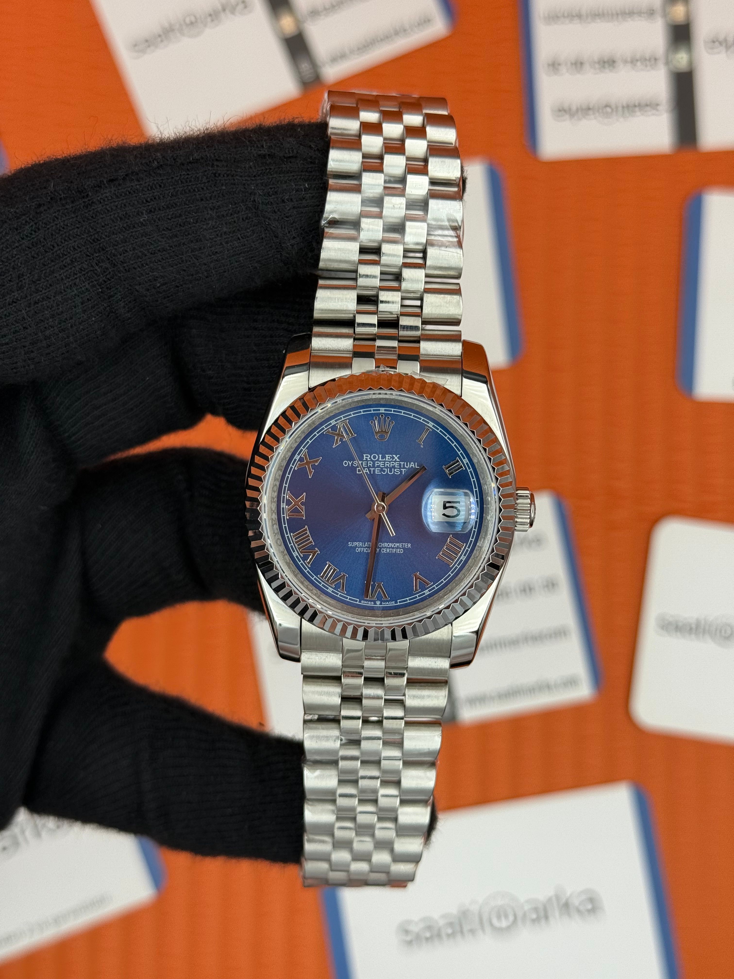 ROLEX datejust 36mm mavi kadran silver jubilee kordon
