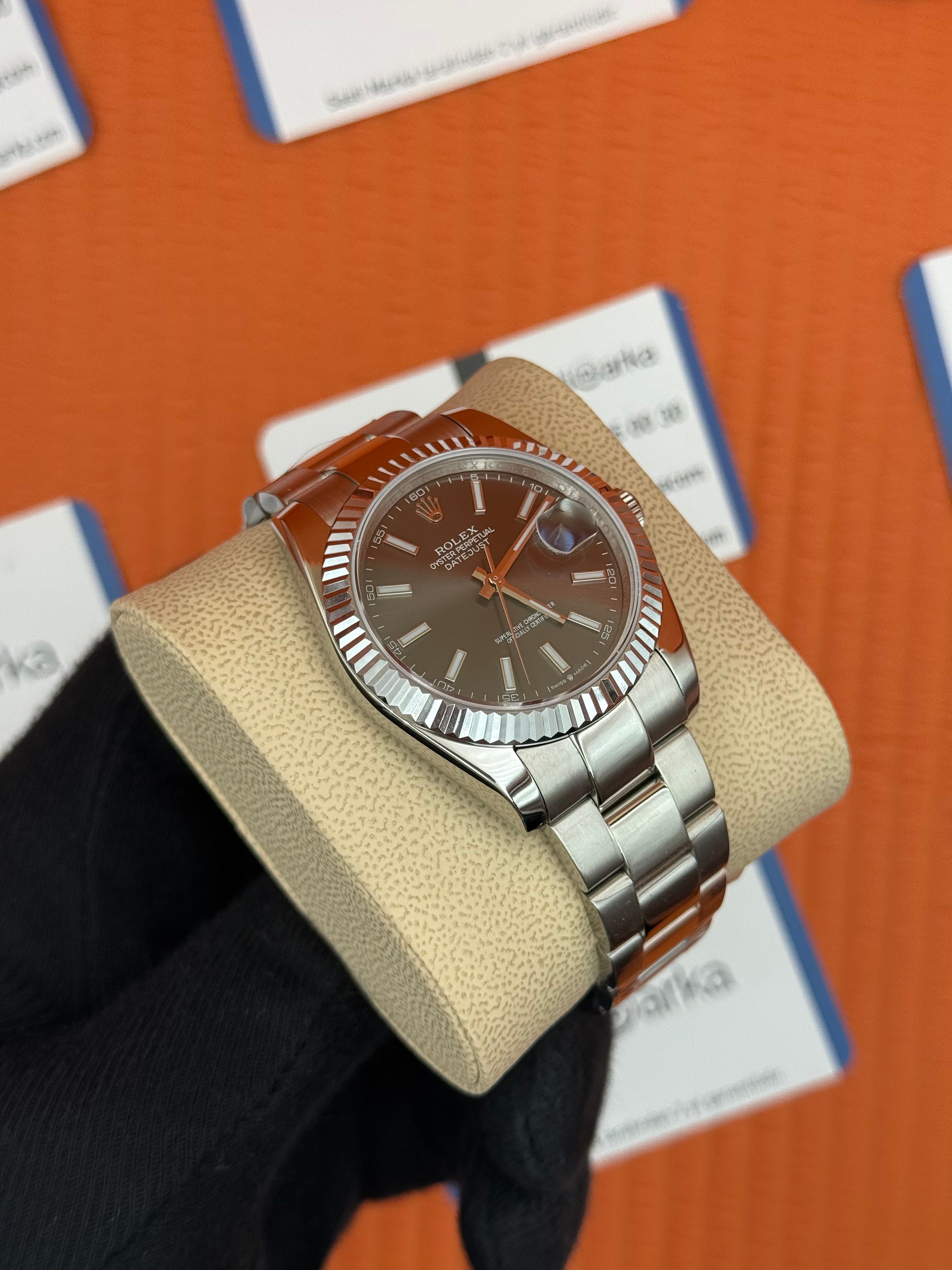 ROLEX Datejust grey dial silver oyster kordon