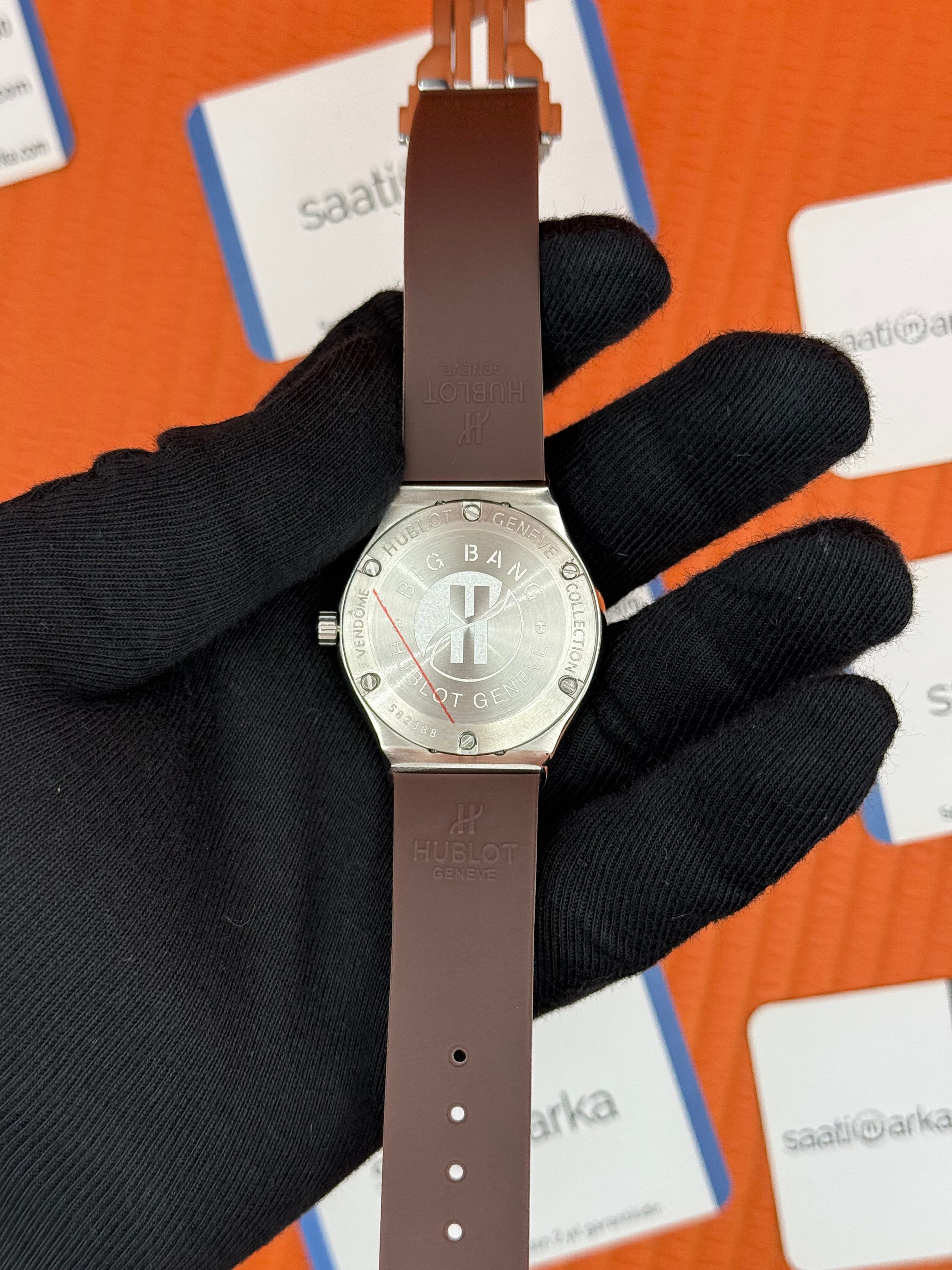 HUBLOT kahverengi kadran kahverengi kauçuk kordon silver kasa kadın kol saati