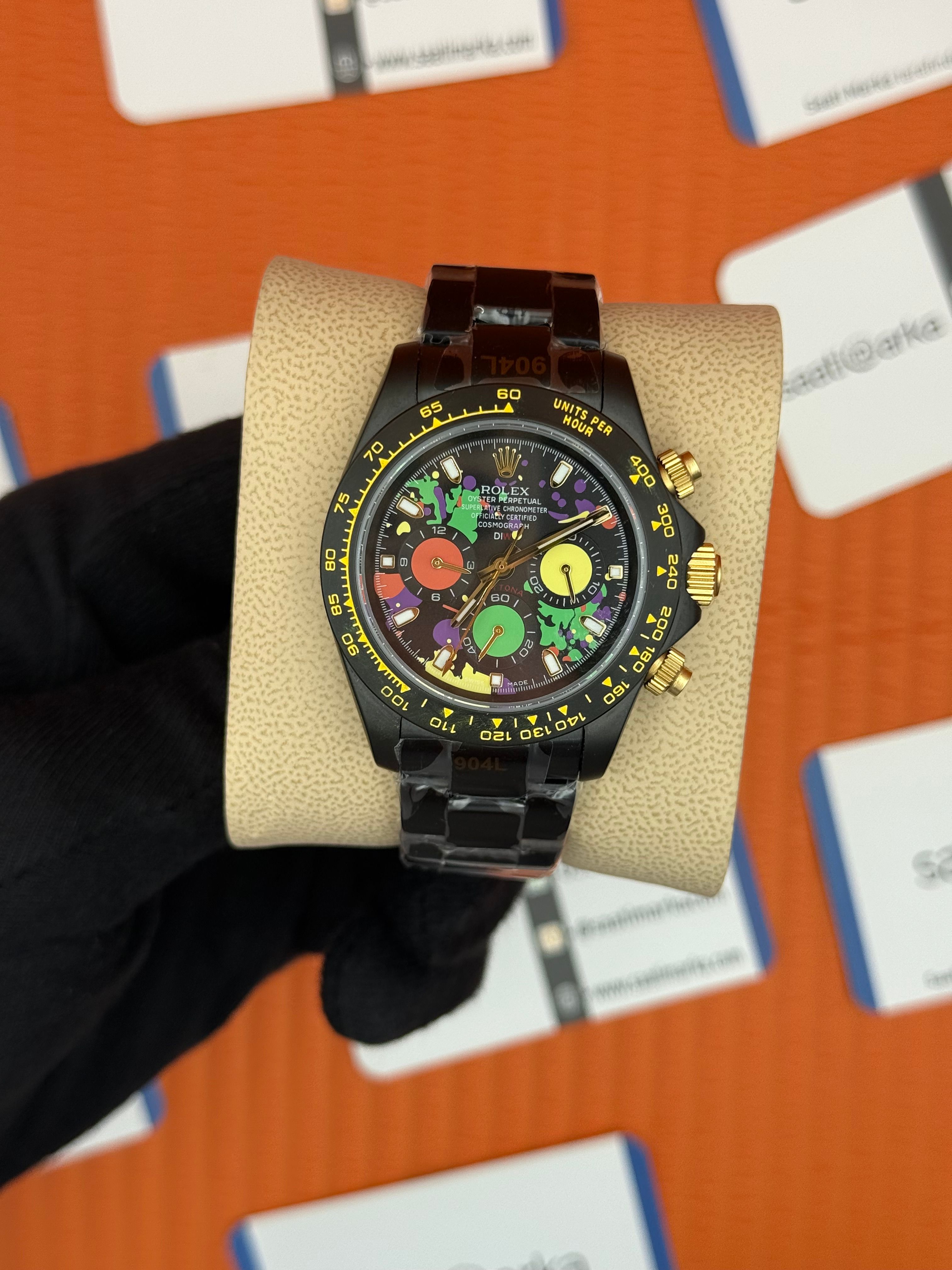 ROLEX Daytona colourful dial siyah kasa-kordon