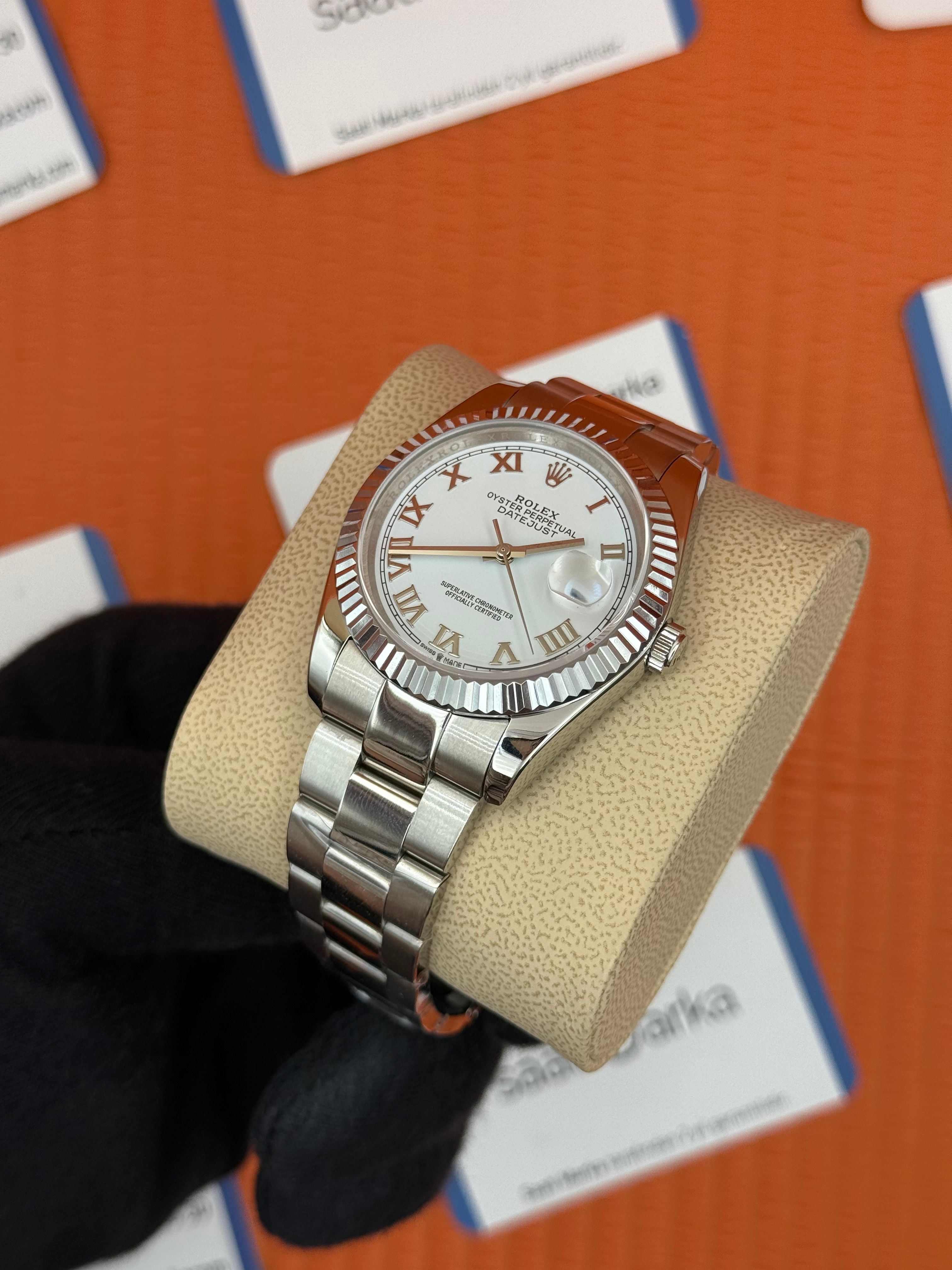 ROLEX Datejust roma rakamlı white dial silver oyster kordon