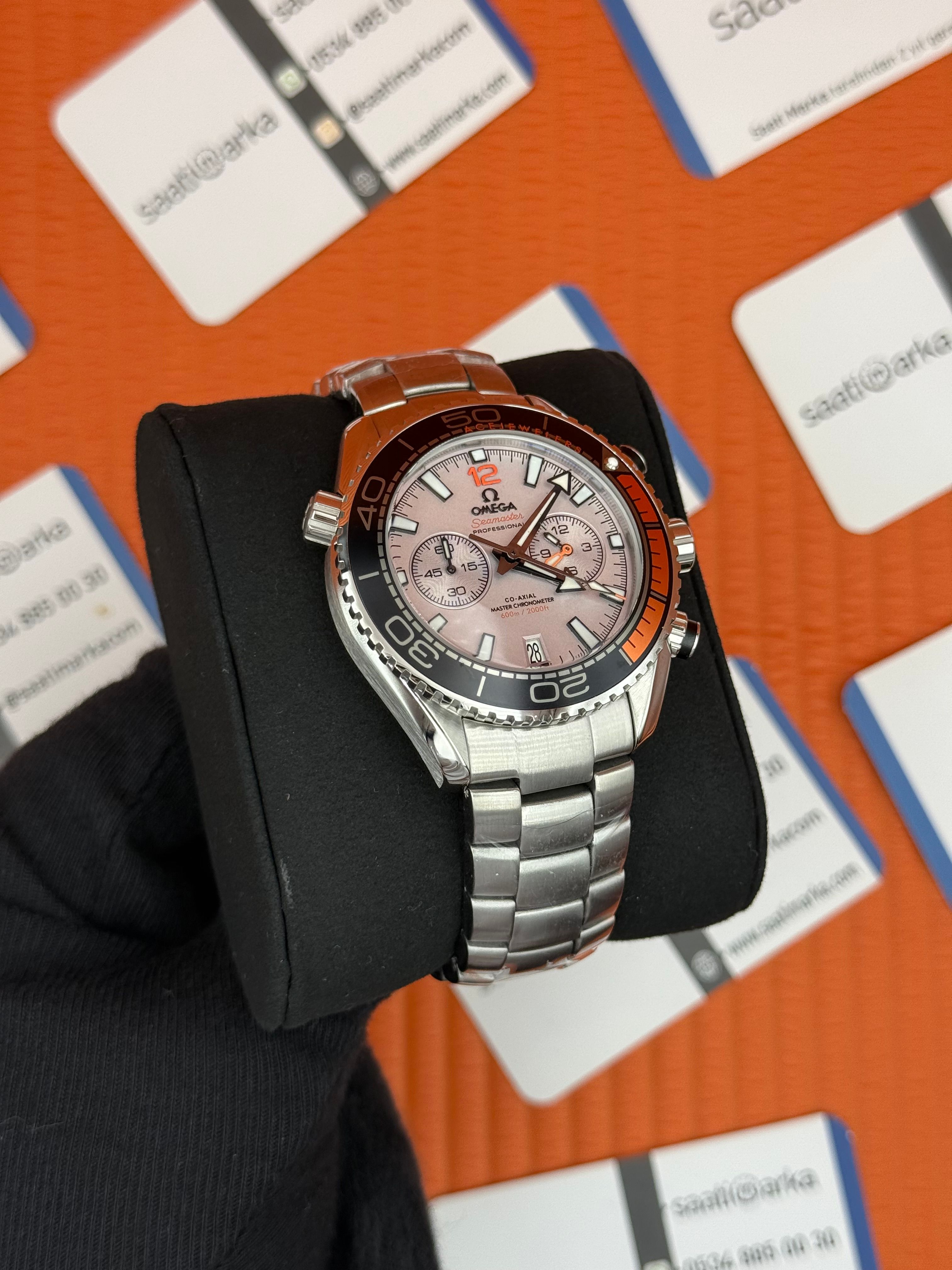 OMEGA SEAMSTER CHRONOMETER SİYAH TURUNCU BEZEL ÇELİK KASA KORDON 