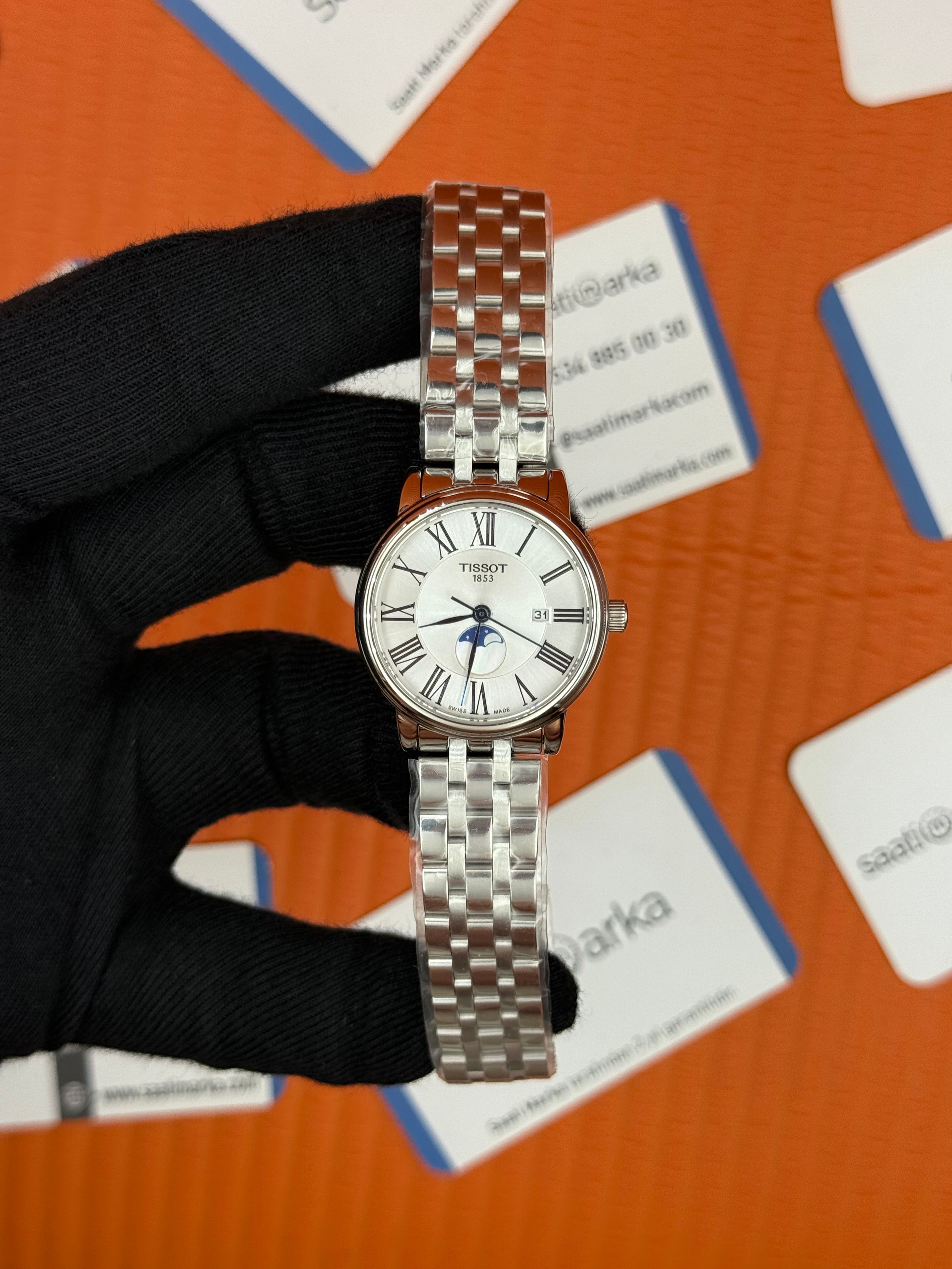 TISSOT carson premium gent monnphase beyaz kadran silver kasa kordon kadın kol saati