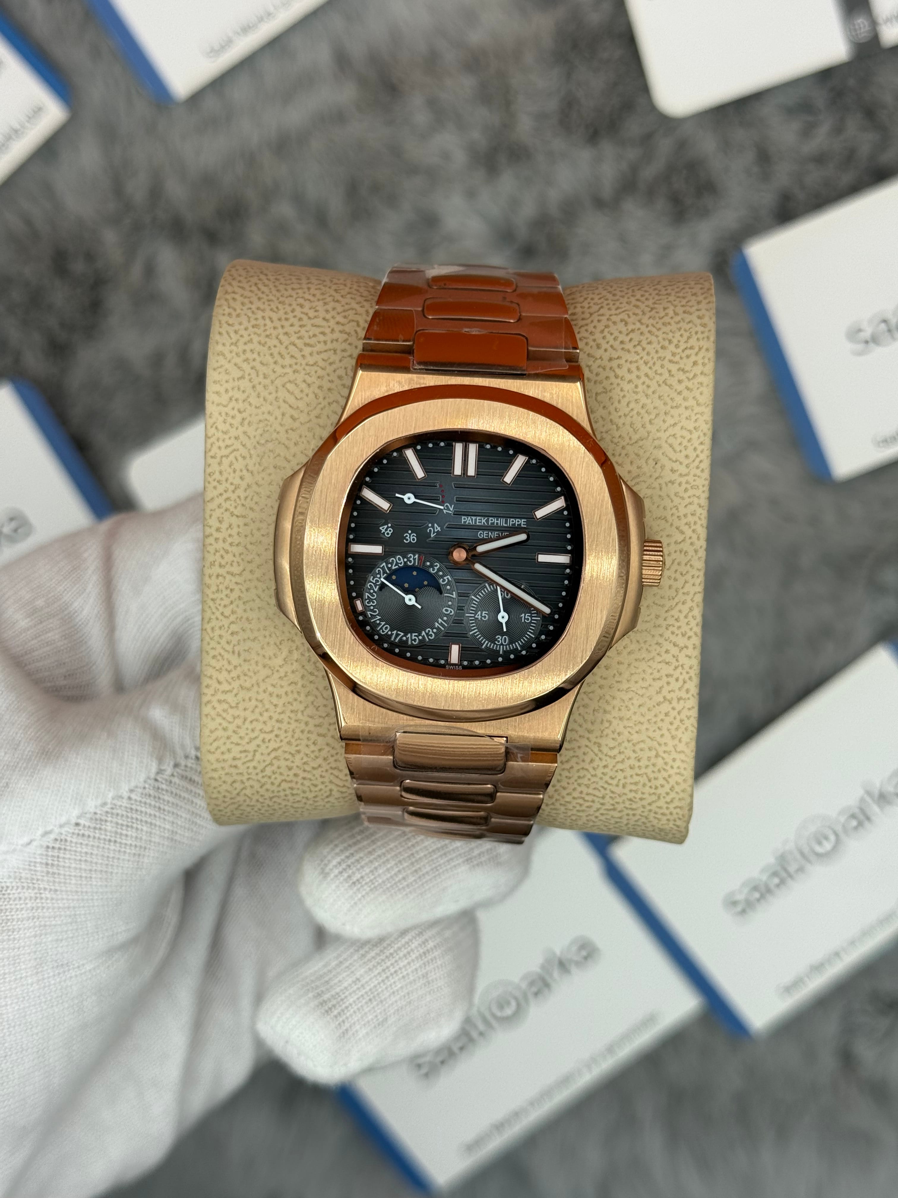 PATEK PHİLİPPE nautilus moontphase 5712 okyanus mavisi kadran rose kasa kordon 40mm erkek kol saati