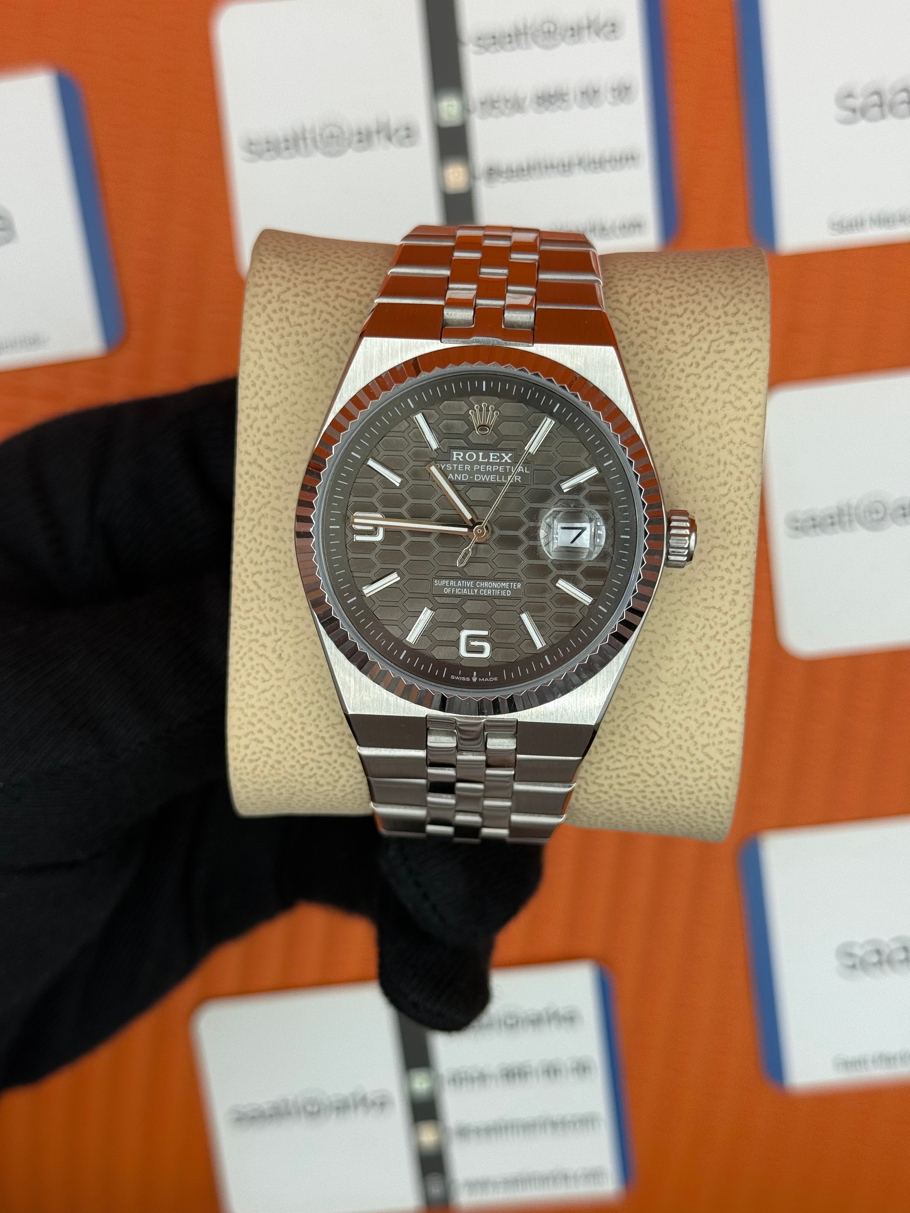 ROLEX land dweller 40mm gri kadran silver kasa kordon oystersteel erkek kol saati