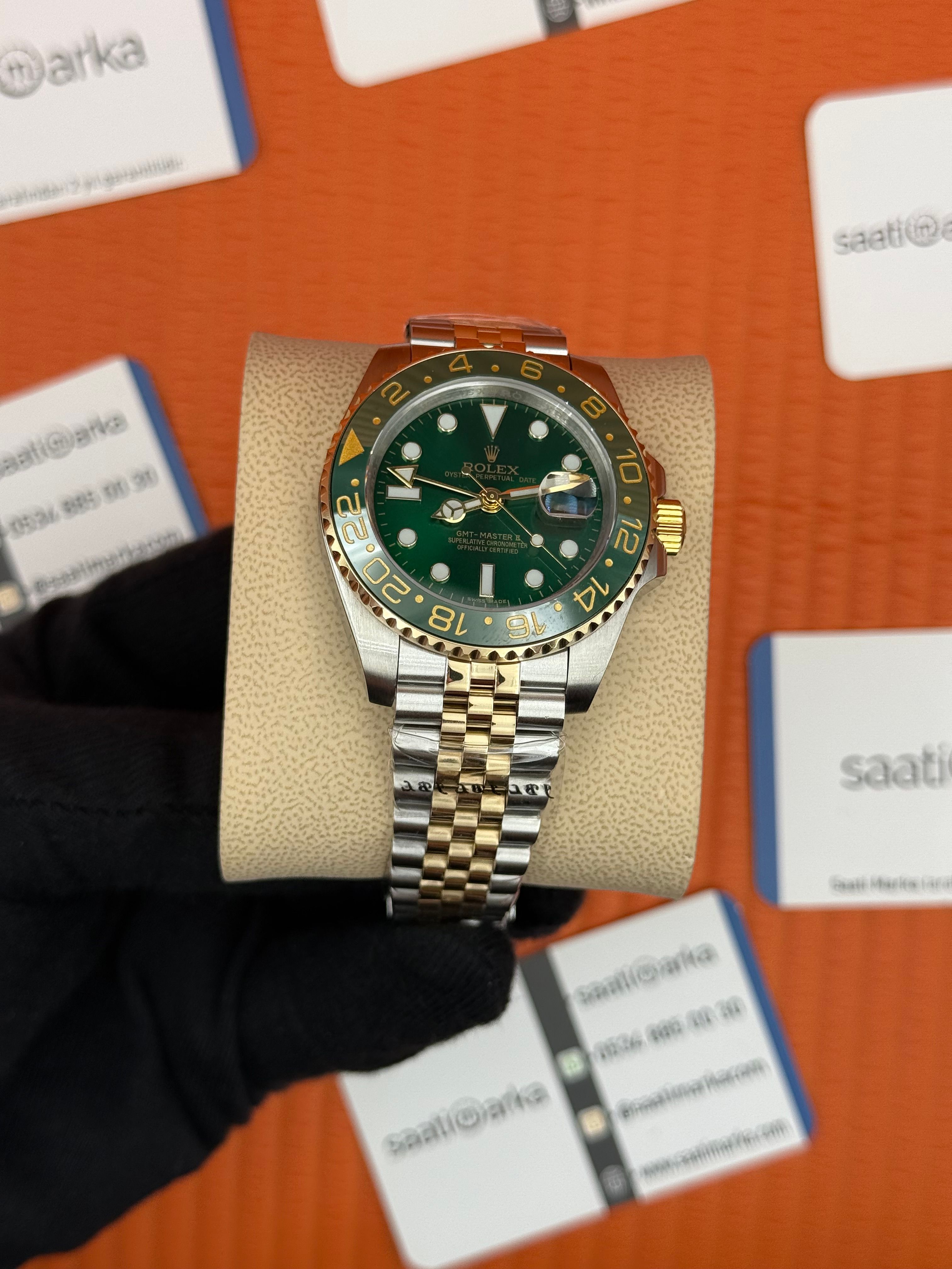 ROLEX Gmt Master green dial jubilee gold silver kordon 40mm 