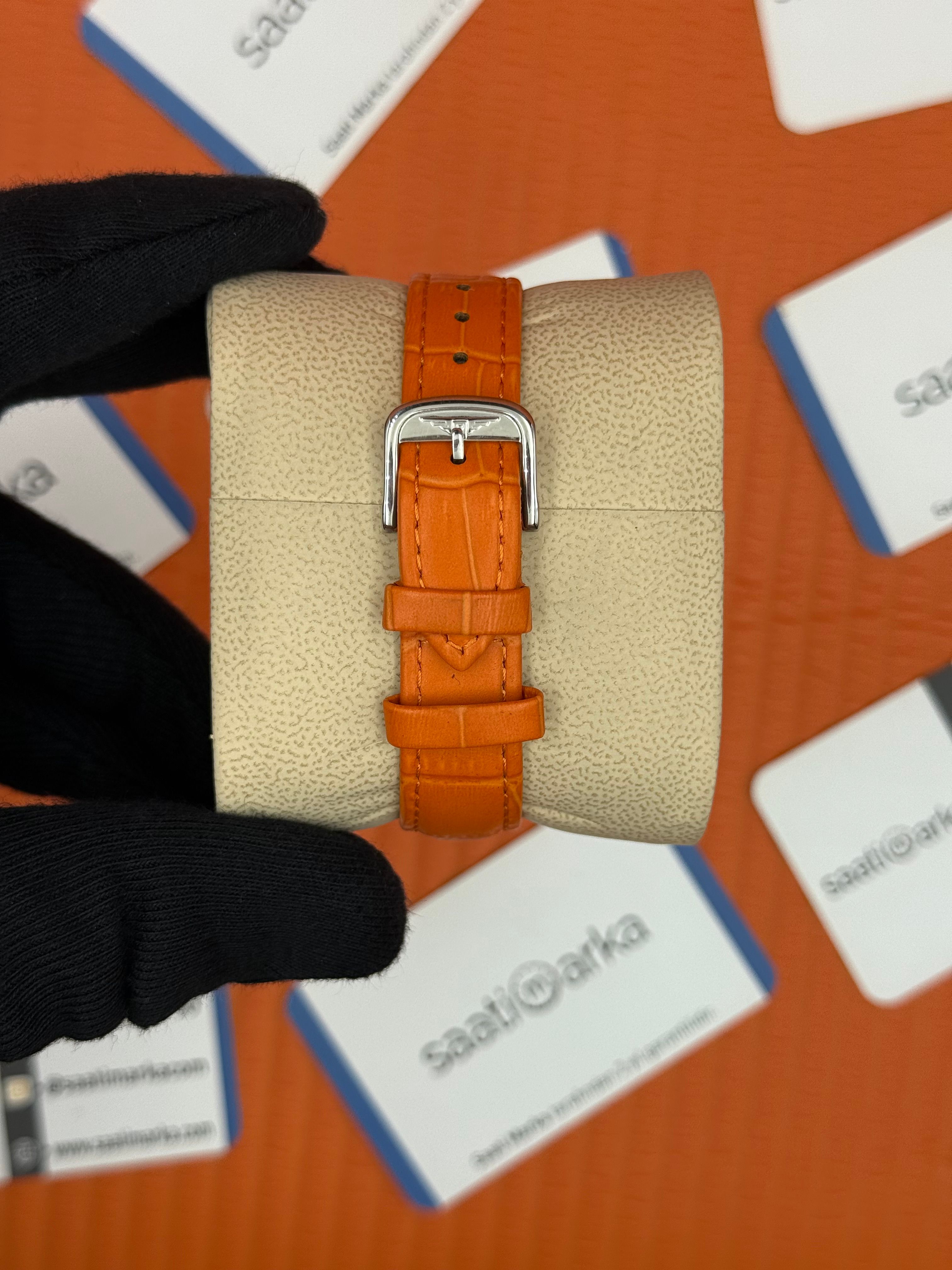 LONGINES DOLCEVİTA L551249922 TURUNCU DERİ KORDON TURUNCU KADRAN SİLVER KASA 