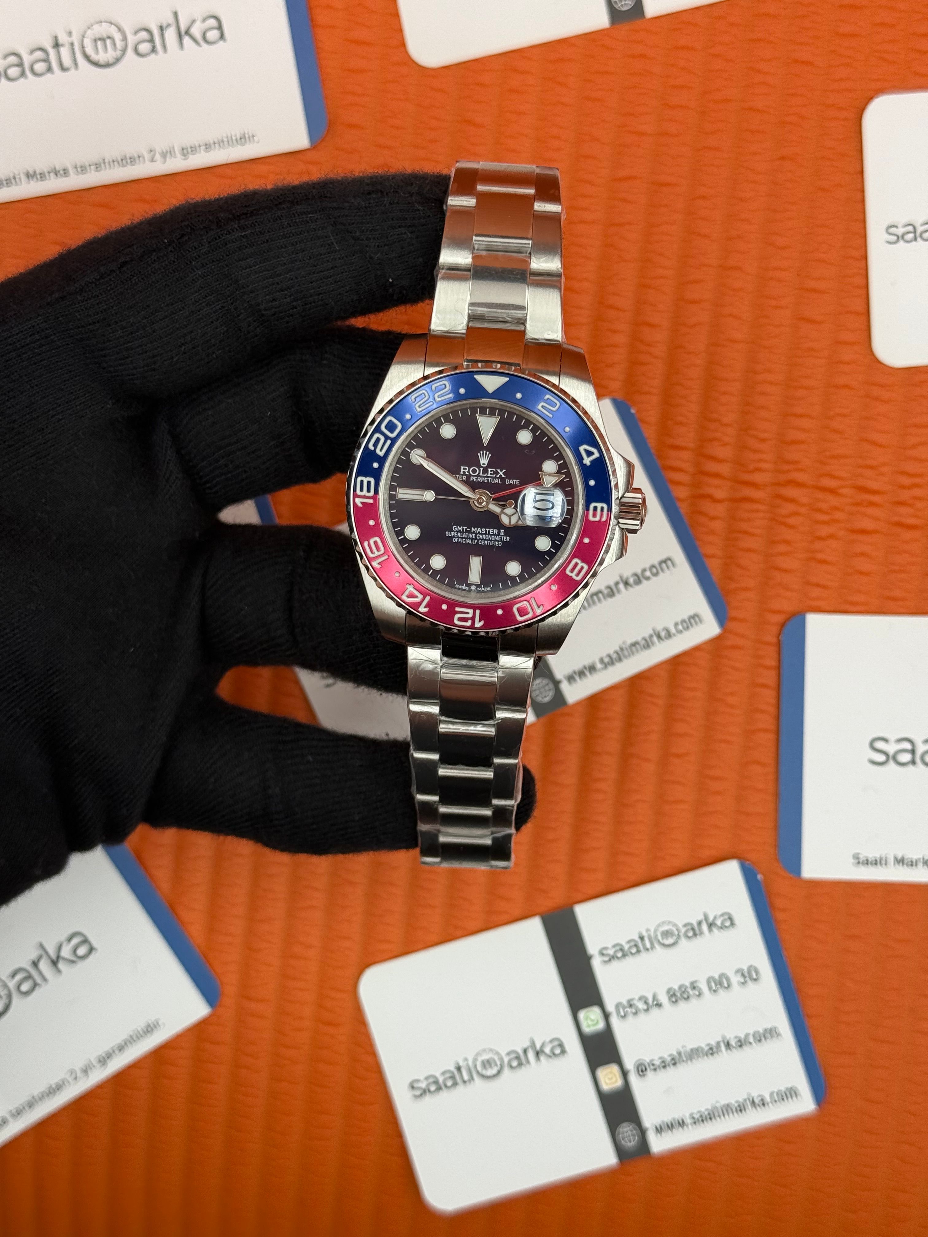 ROLEX Gmt Master Pepsi black dial black blue bezel oyster 40mm