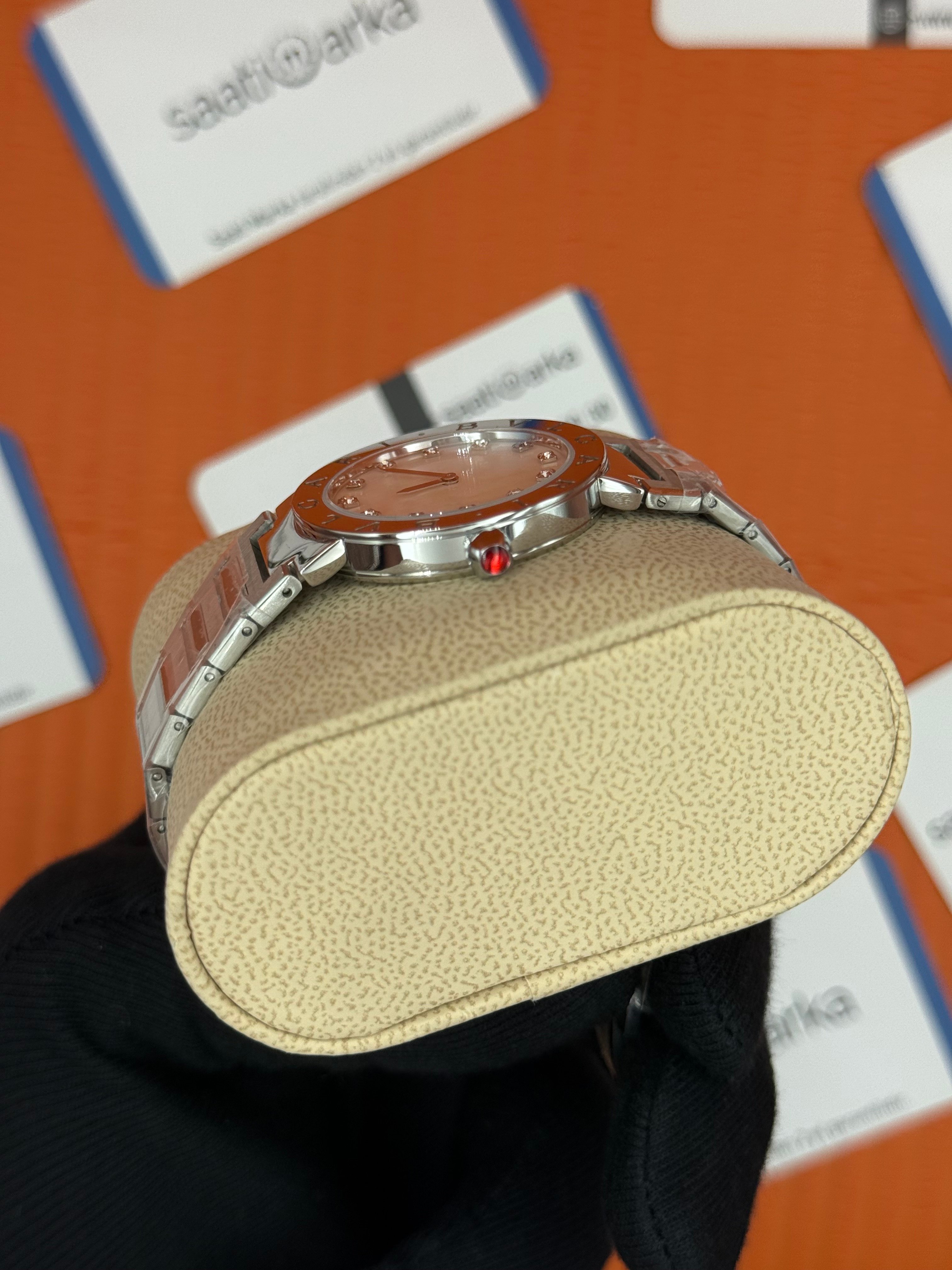 BVLGARI sedef kadran silver kasa kordon kadın kol saati