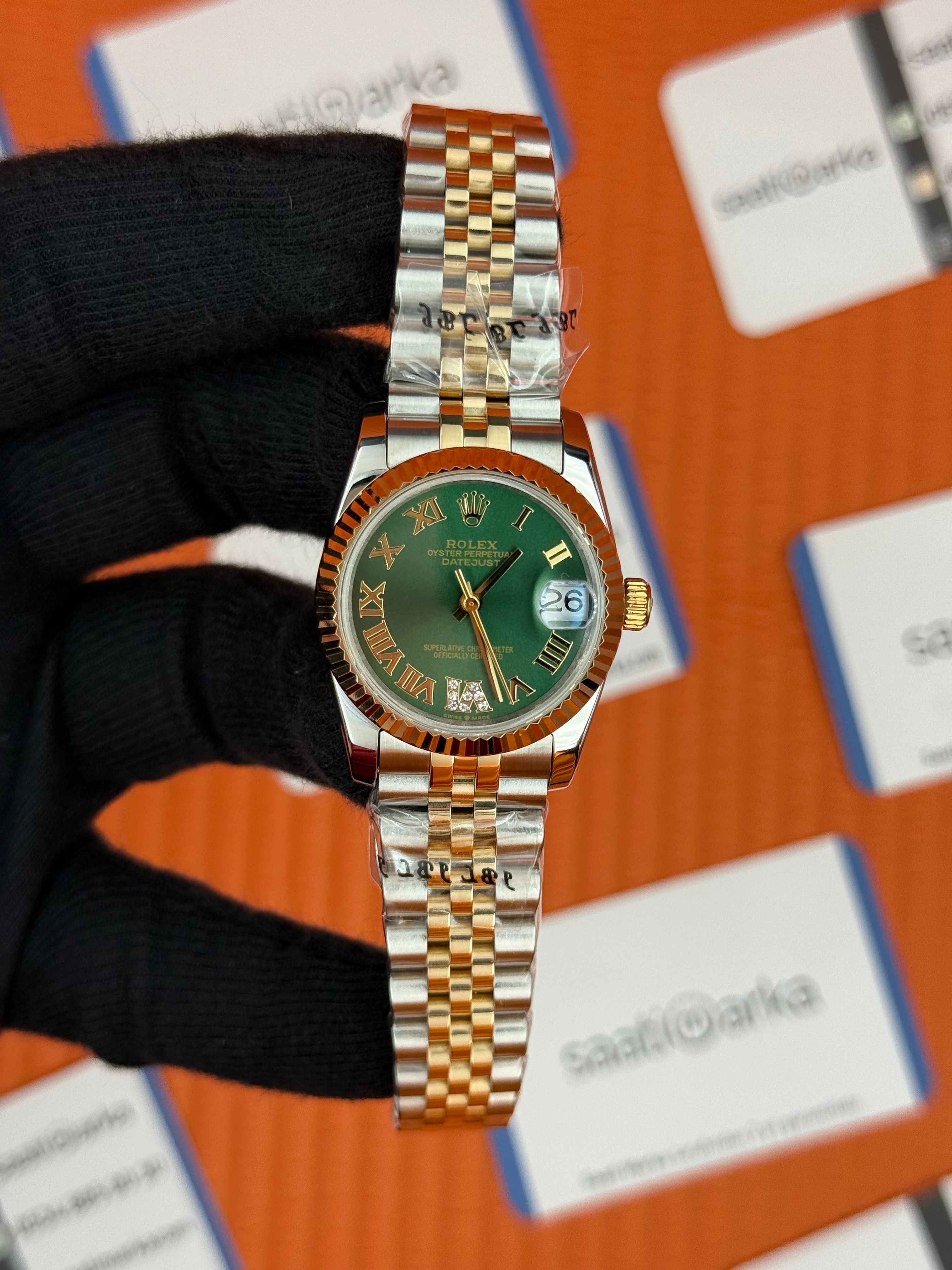 ROLEX datejust 31mm yeşil kadran gold silver jubilee kordon