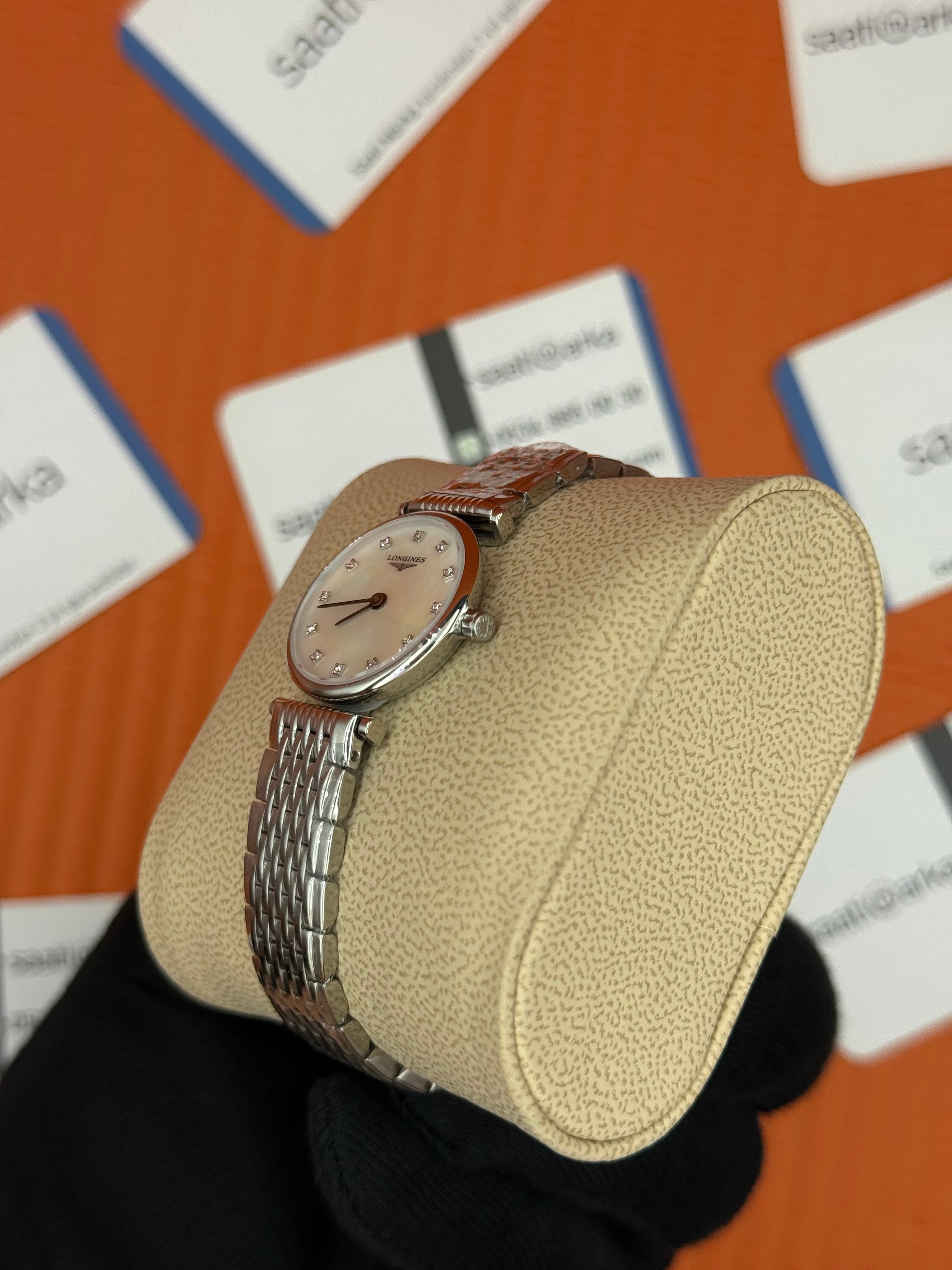 LONGINES L42094116 beyaz baget taşlı kadran silver kasa kordon