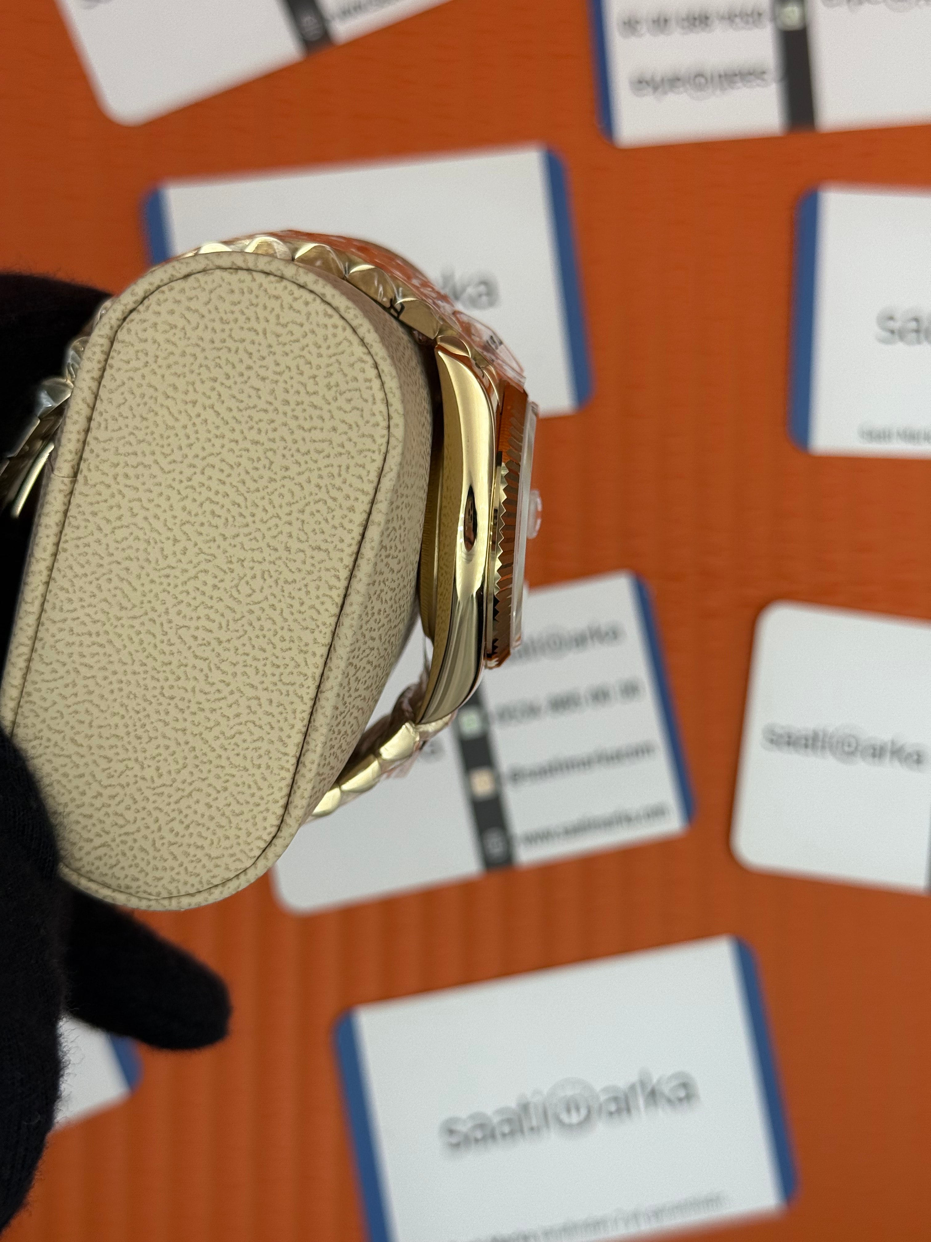 ROELX day date 36mm roma rakamlı beyaz kadran president kordon