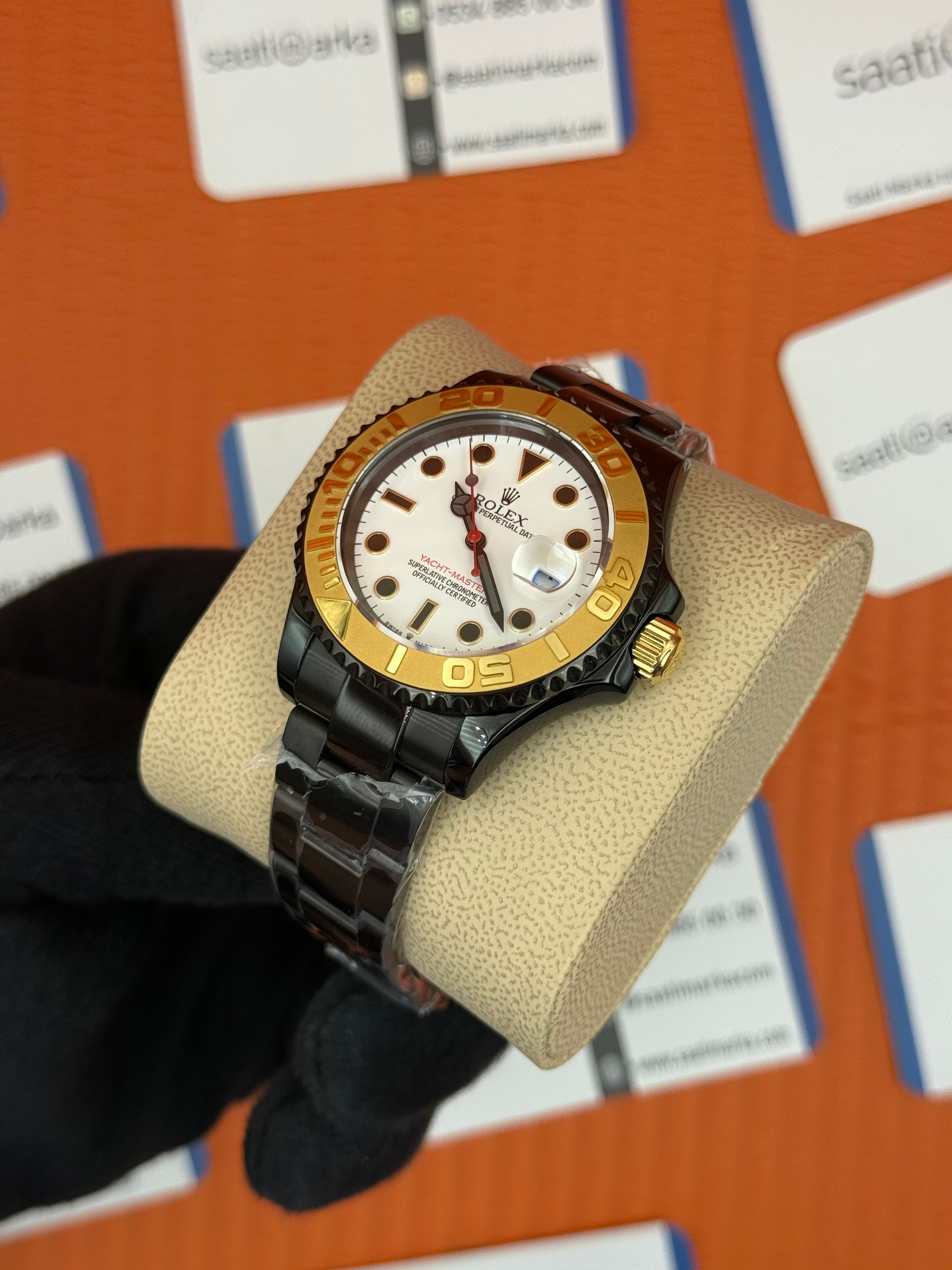 ROLEX Yacht Master white dial çelik siyah kasa kordon
