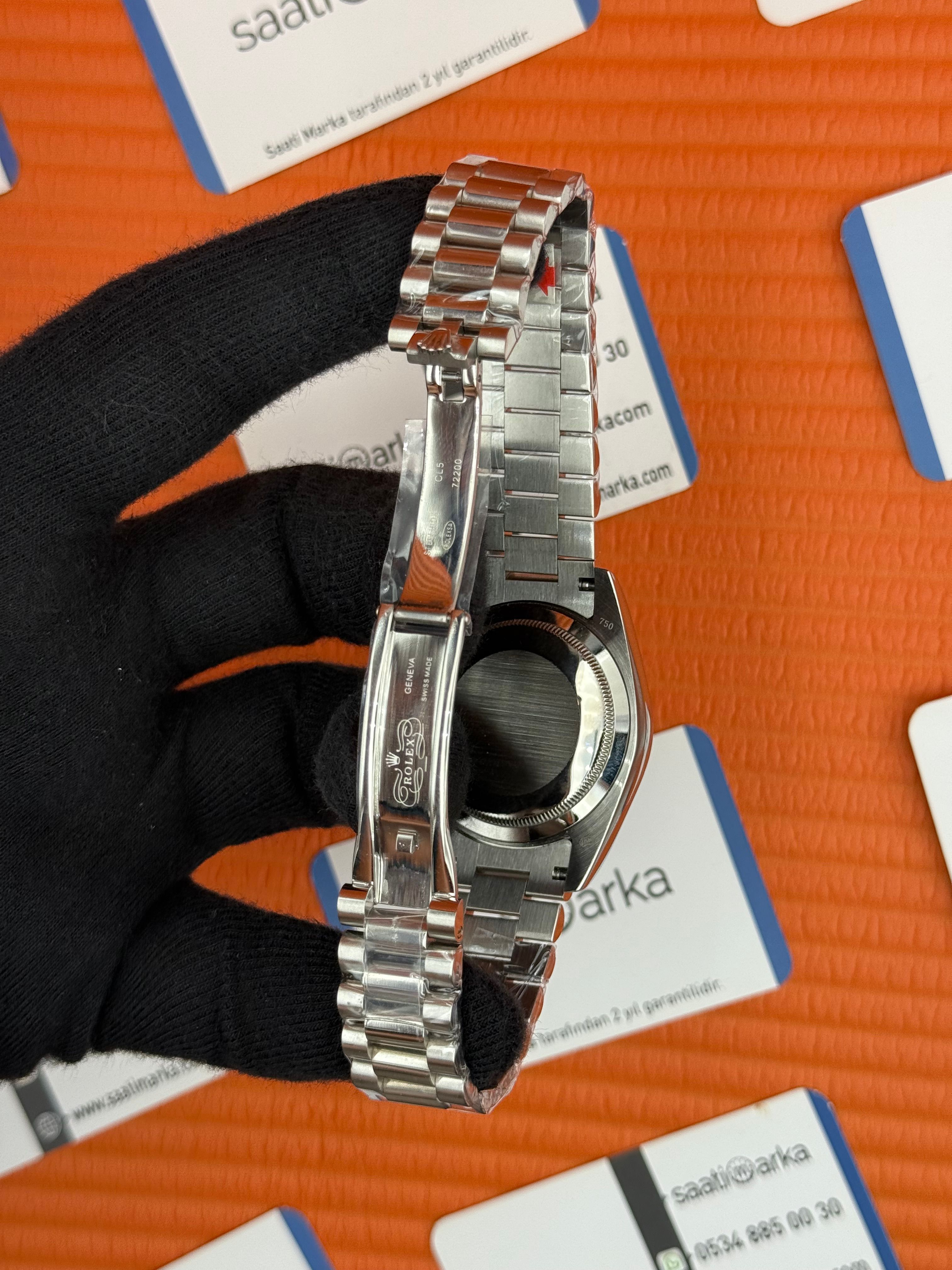 ROLEX Day Date siyah kadran silver president kordon