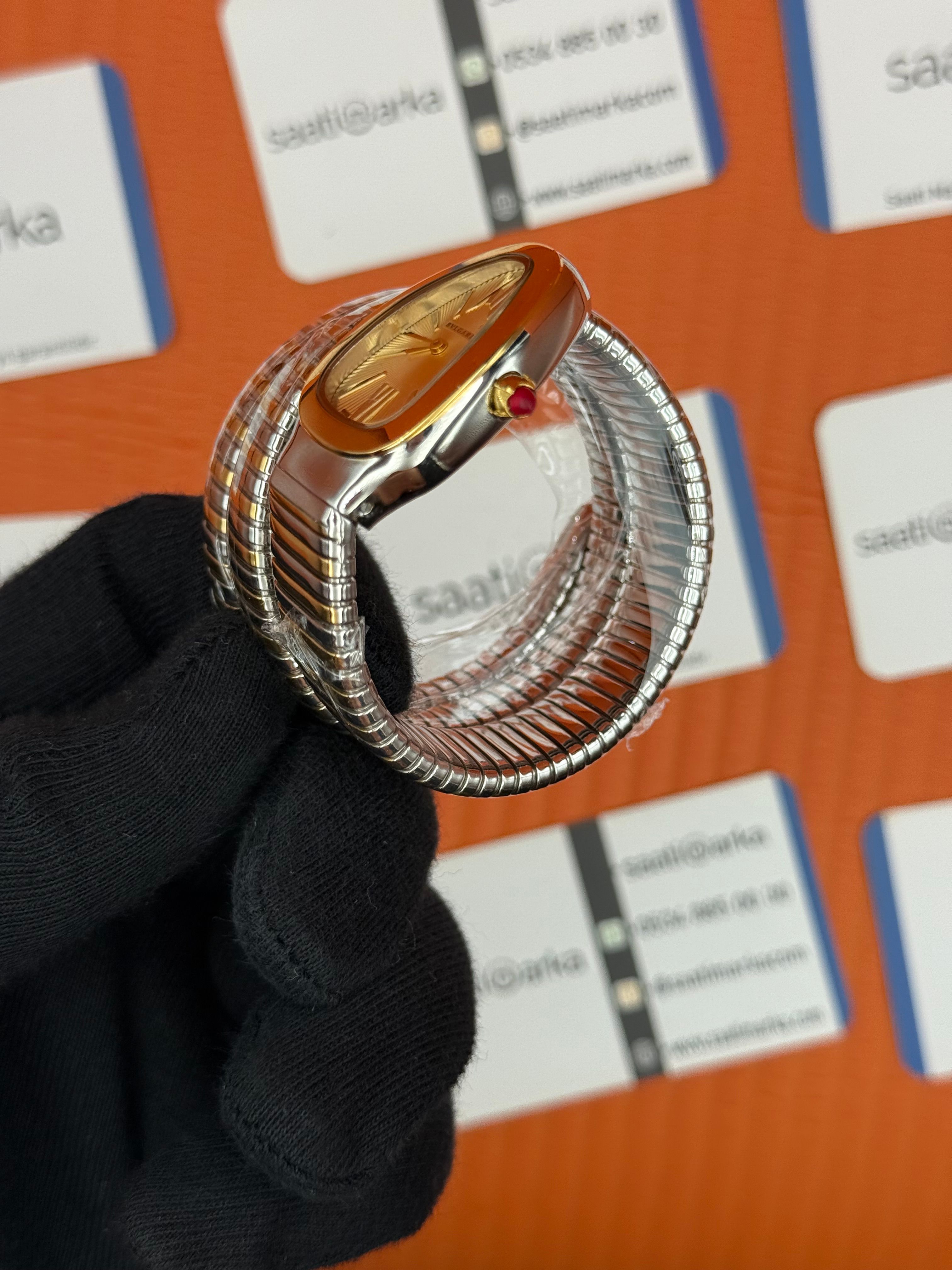 BVLGARİ serpenti çift sarma gold silver kordon şampanya kadran kadın kol saati