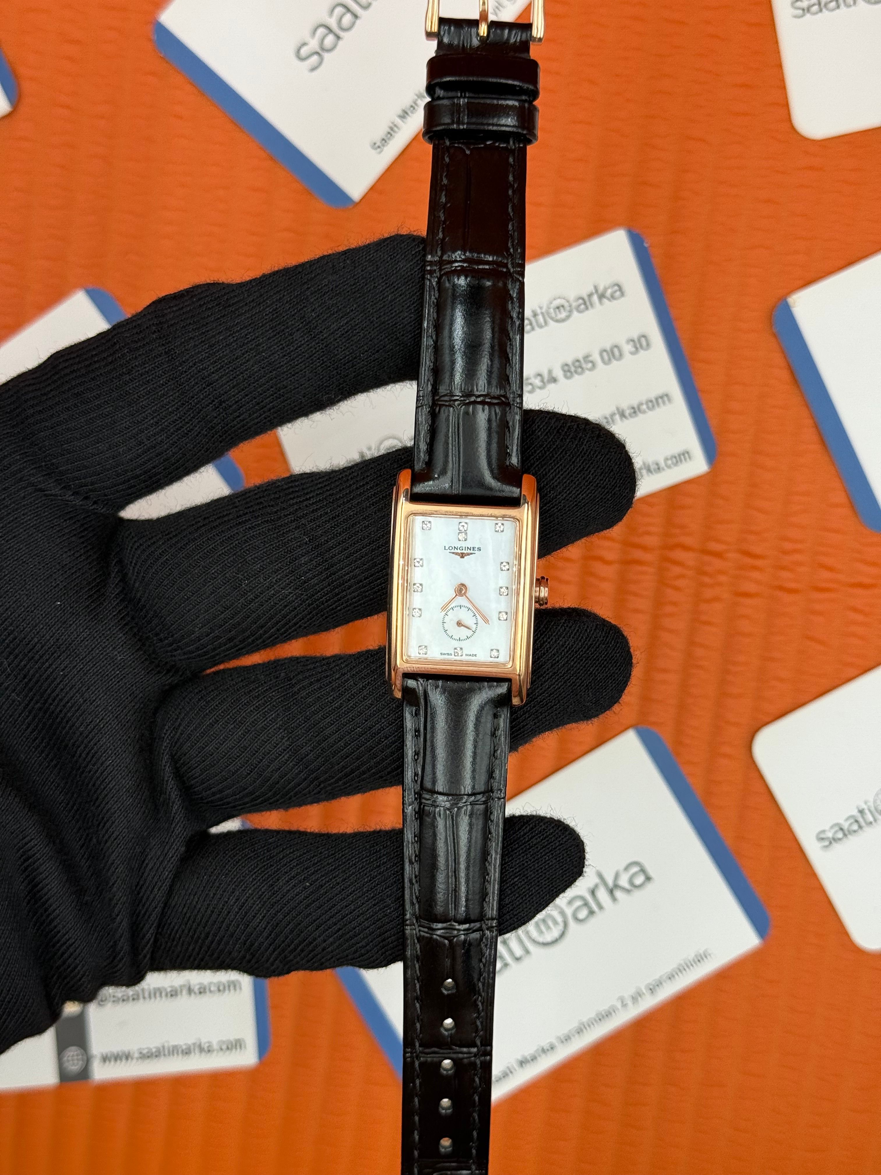 LONGINES DOLCEVİTA L5.255.8.87.0 beyaz kadran siyah deri kordon rose kasa