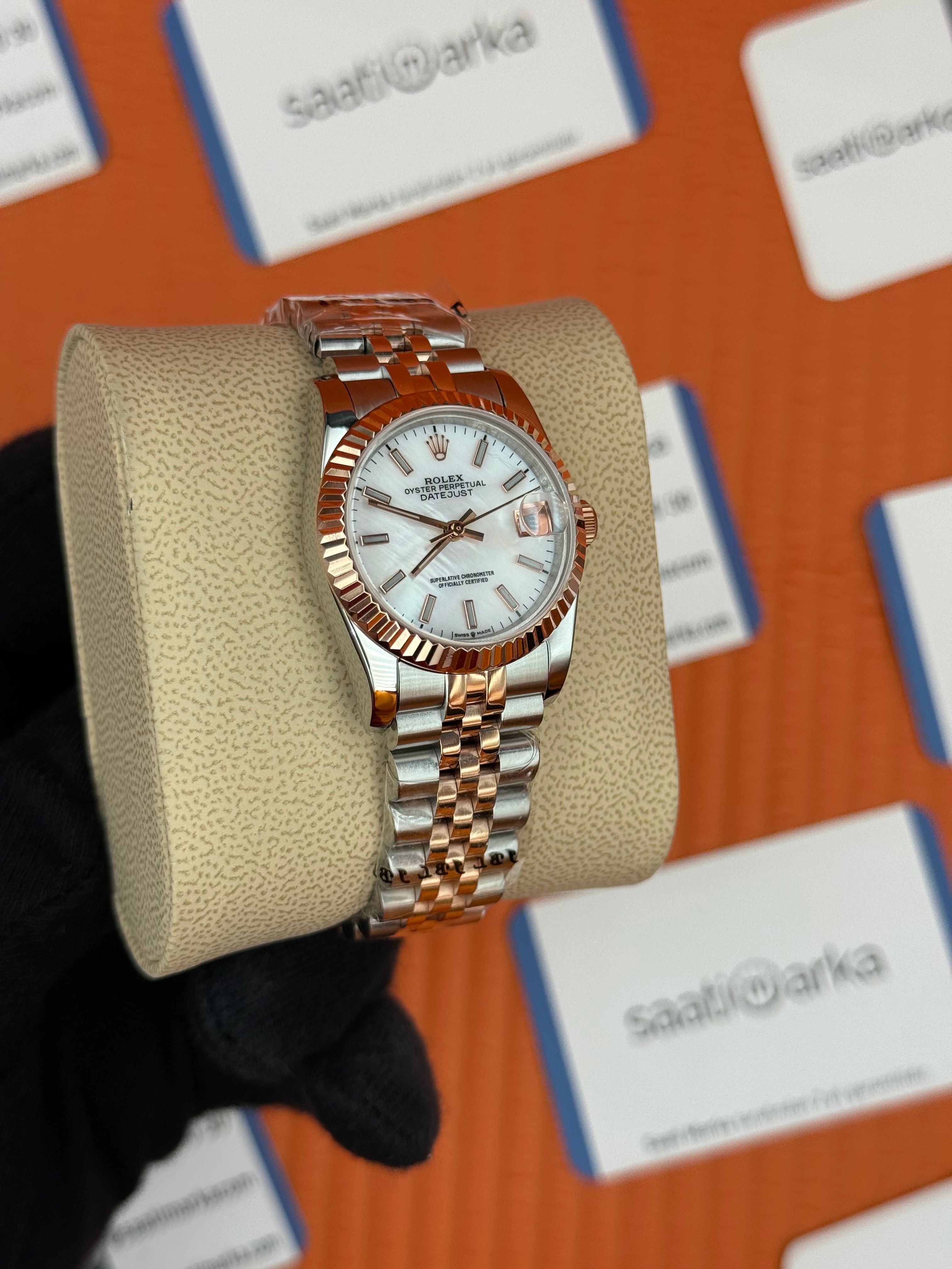 ROLEX datejust 31mm beyaz sedefli kadran rose silver jubilee kordon