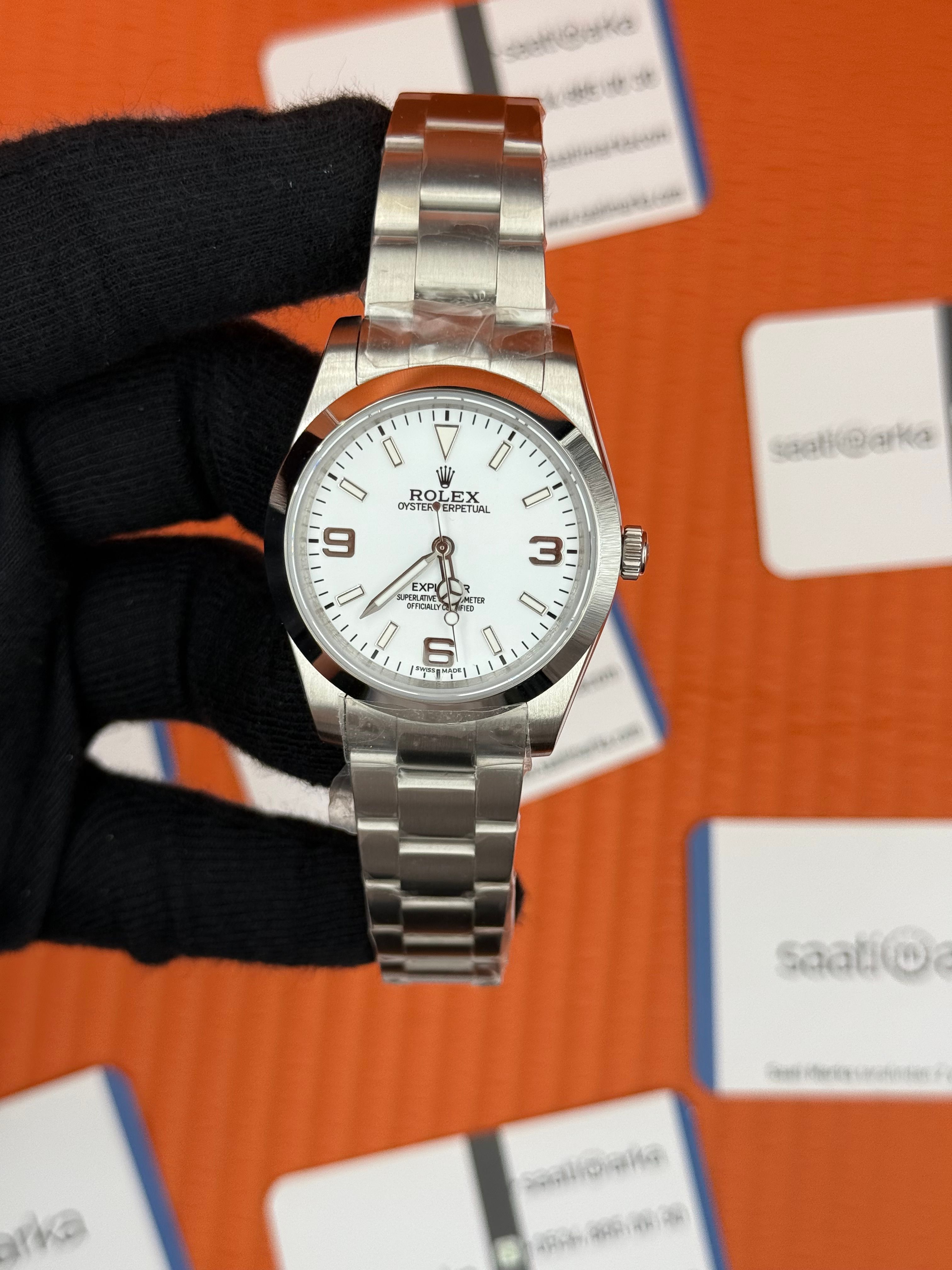 ROLEX OYSTER Perpetual white dial silver kasa-kordon