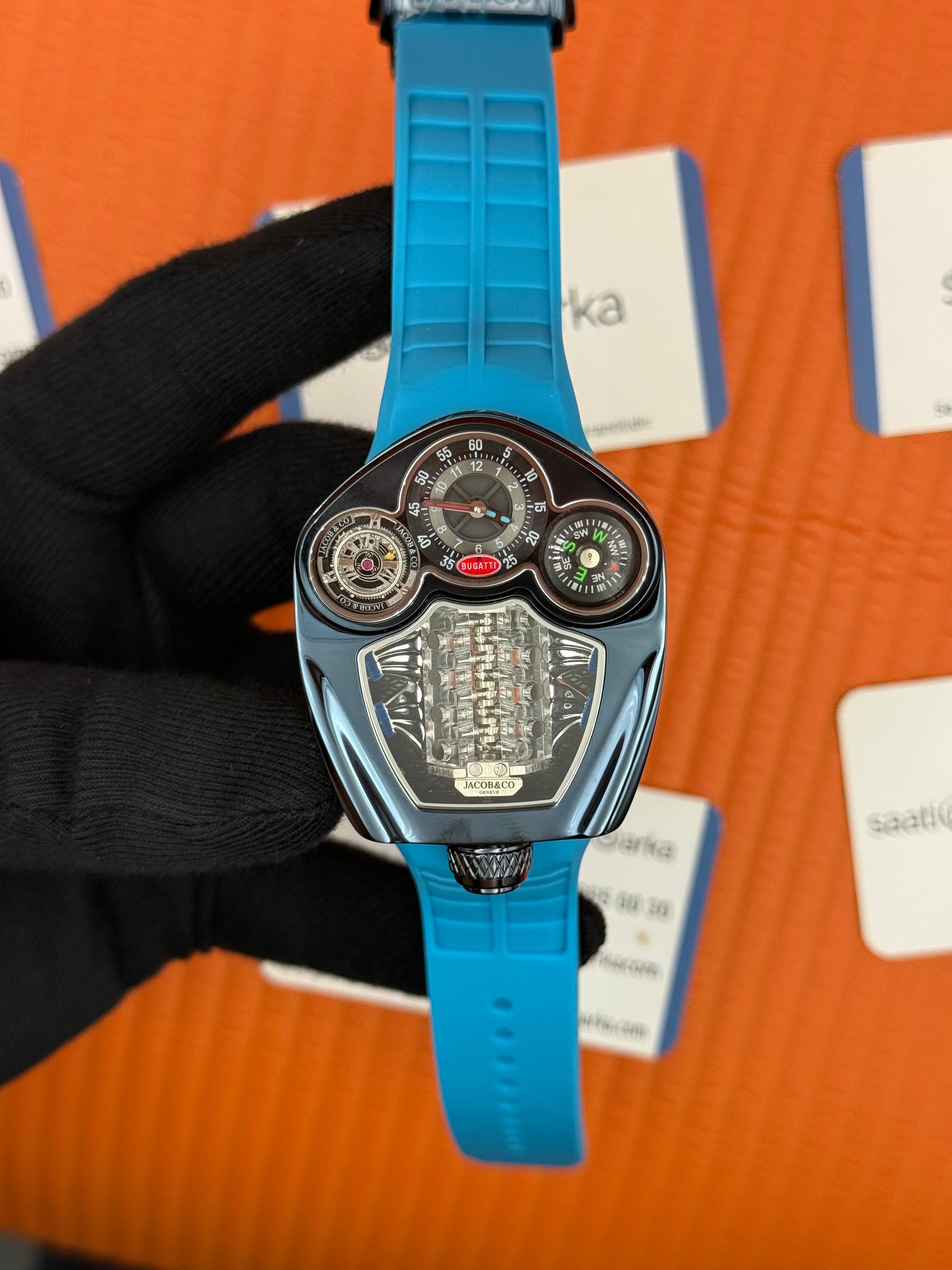 JACOB&CO BUGATTI laciver kasa tiffany kauçuk kordon 