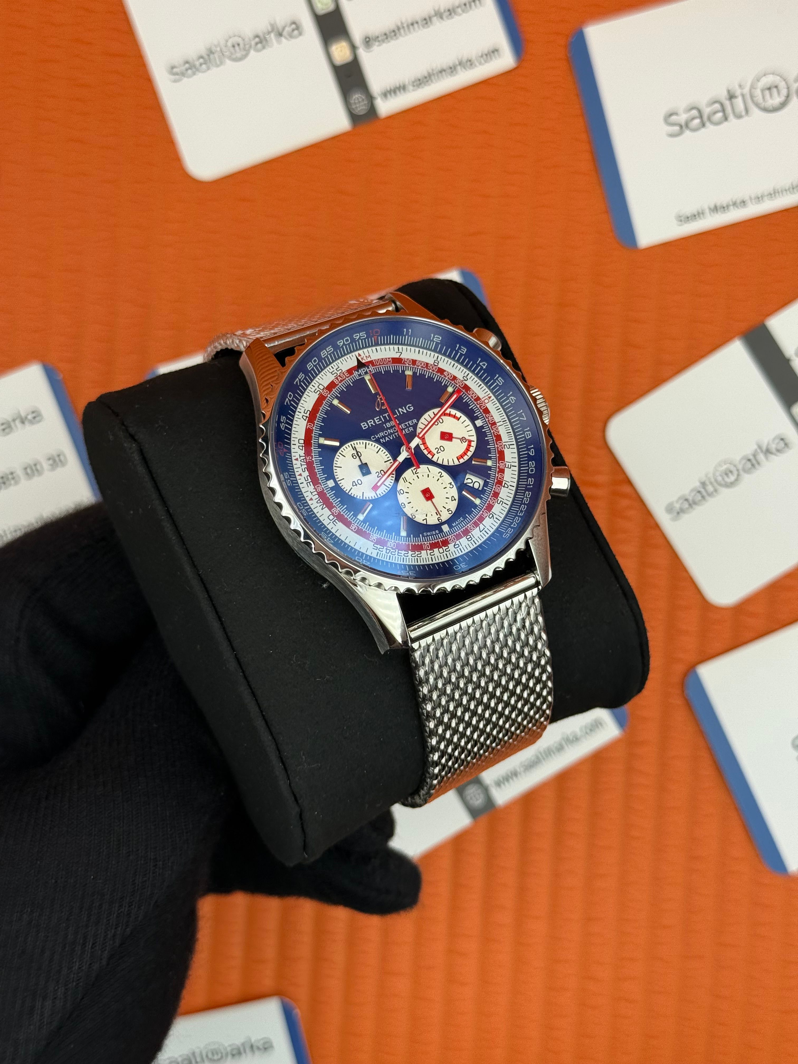 BREITLING Navitimer hasır kordon lacivert kadran çelik kasa