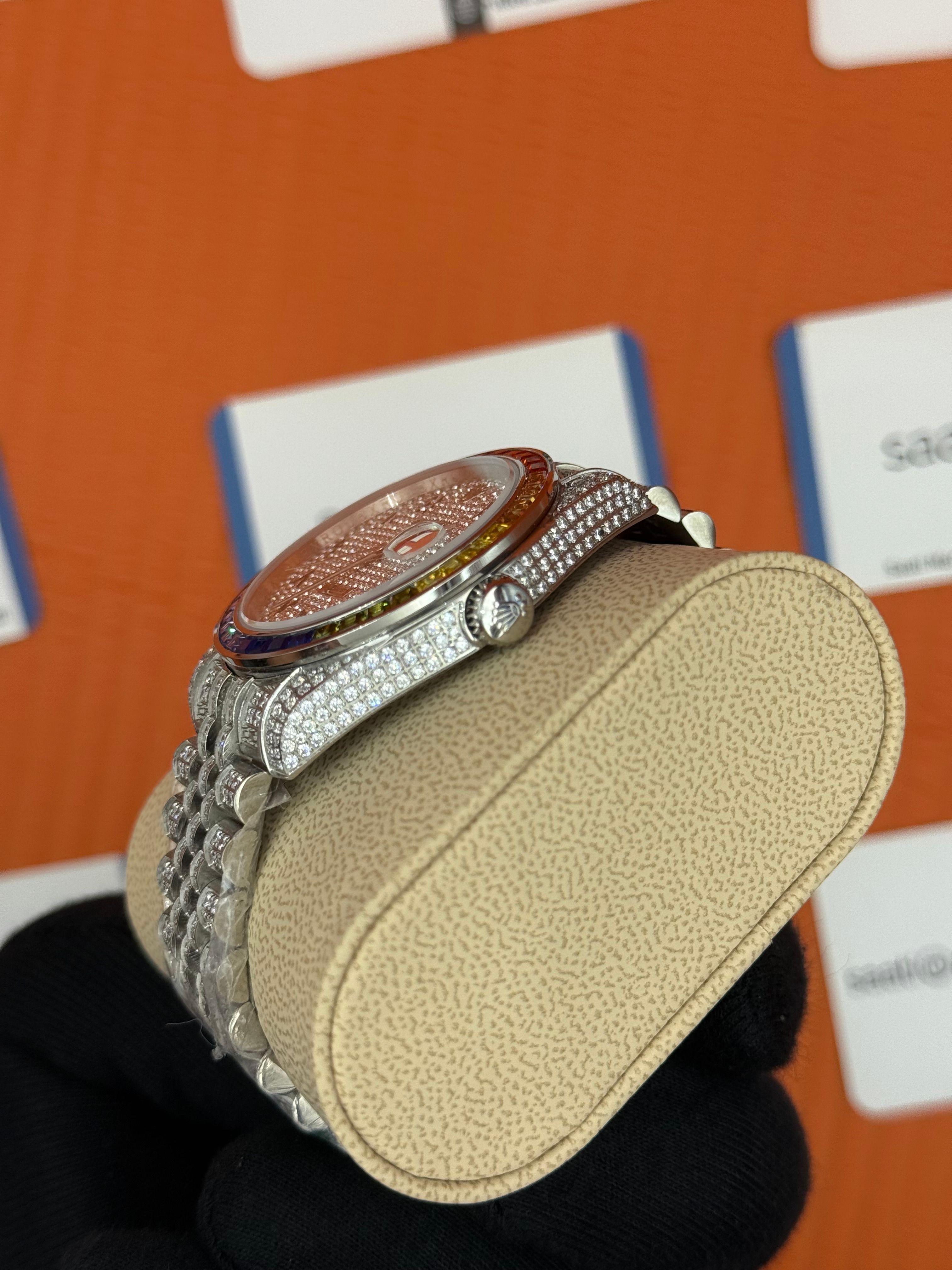 ROLEX Datejust arabic dial full diamond 41mm silver