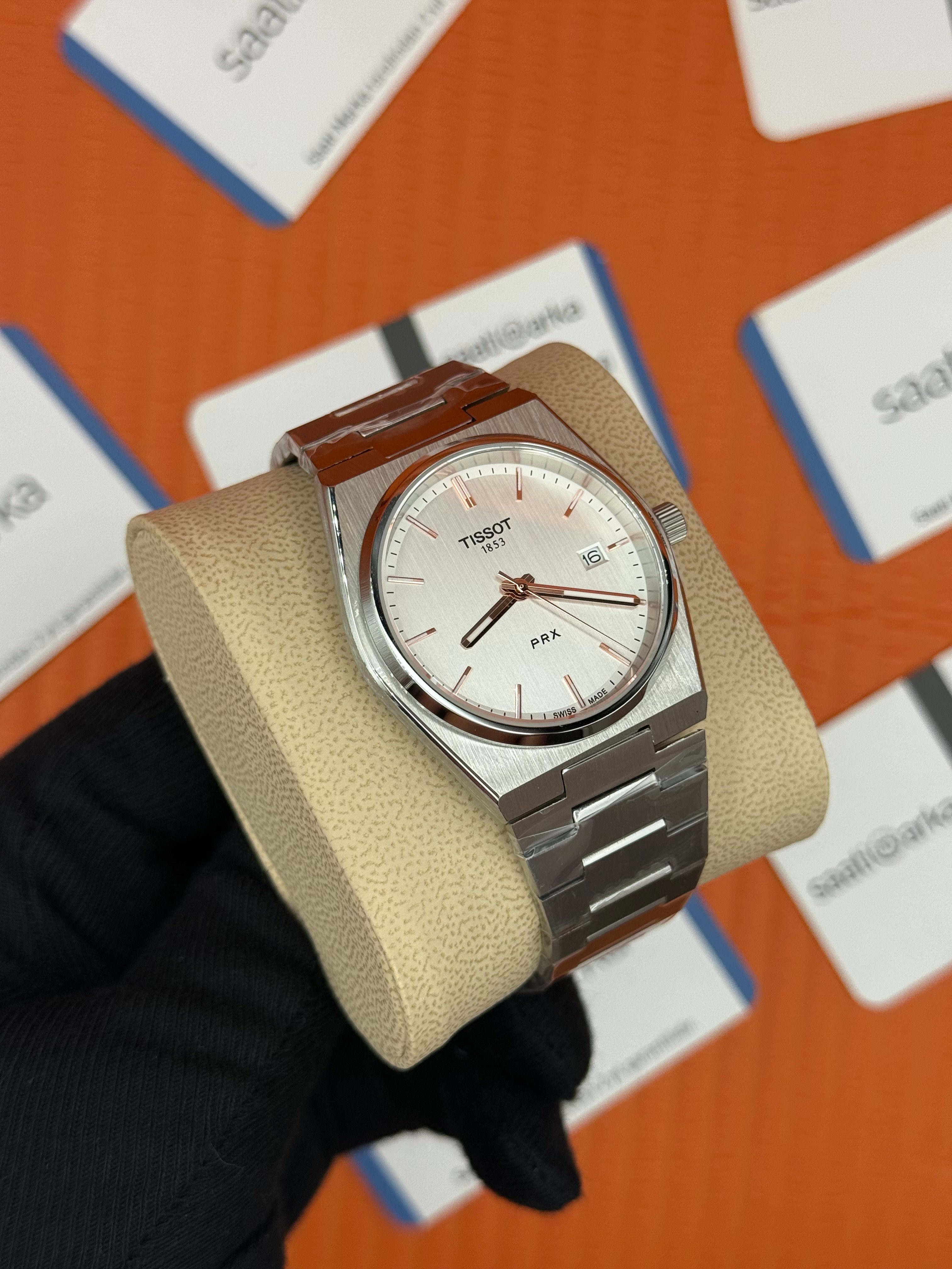 TISSOT PRX 40MM beyaz kadran silver kasa kordon erkek kol saati