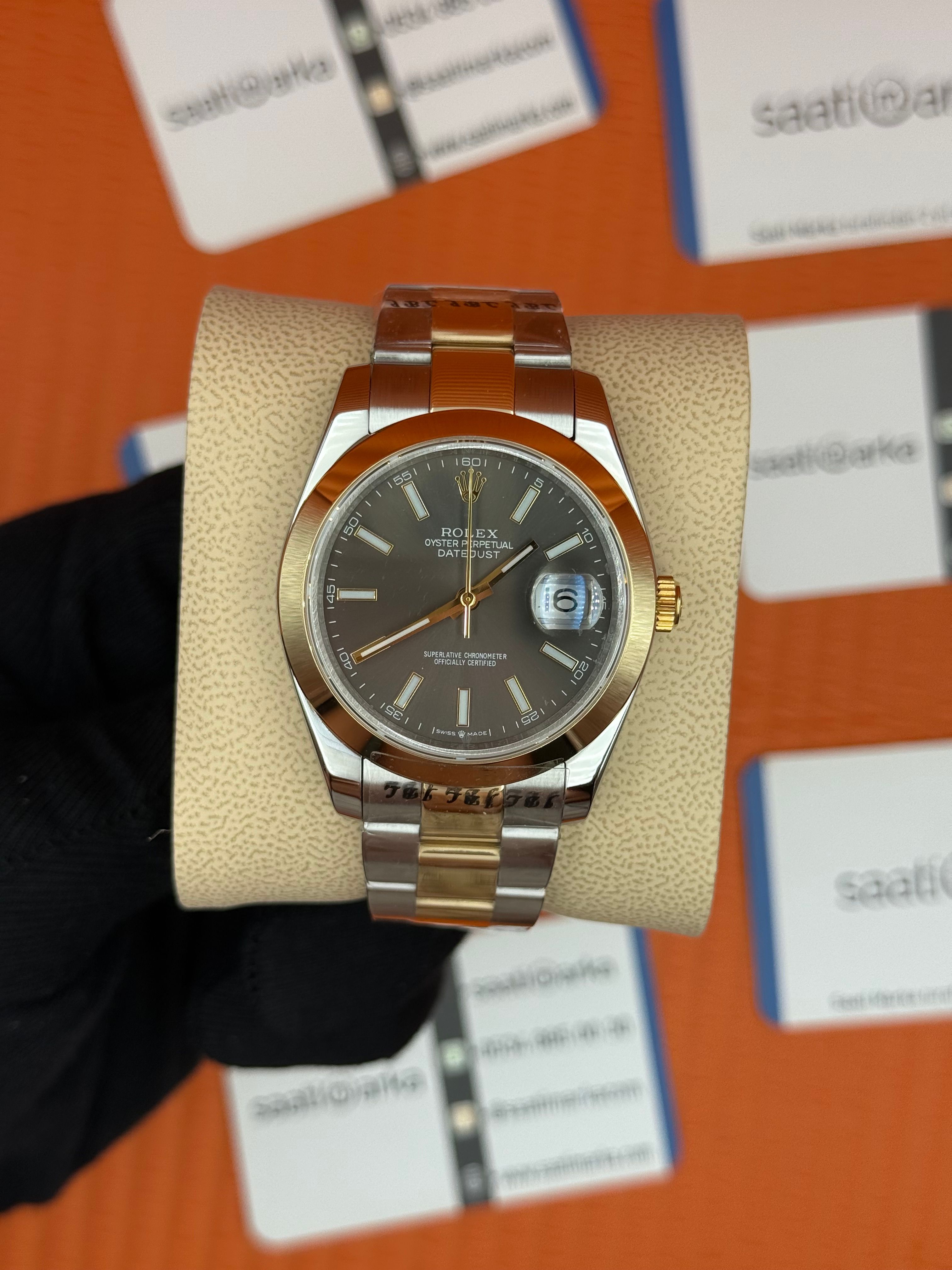 ROLEX Datejust gray dial gold silver kasa-kordon oyster