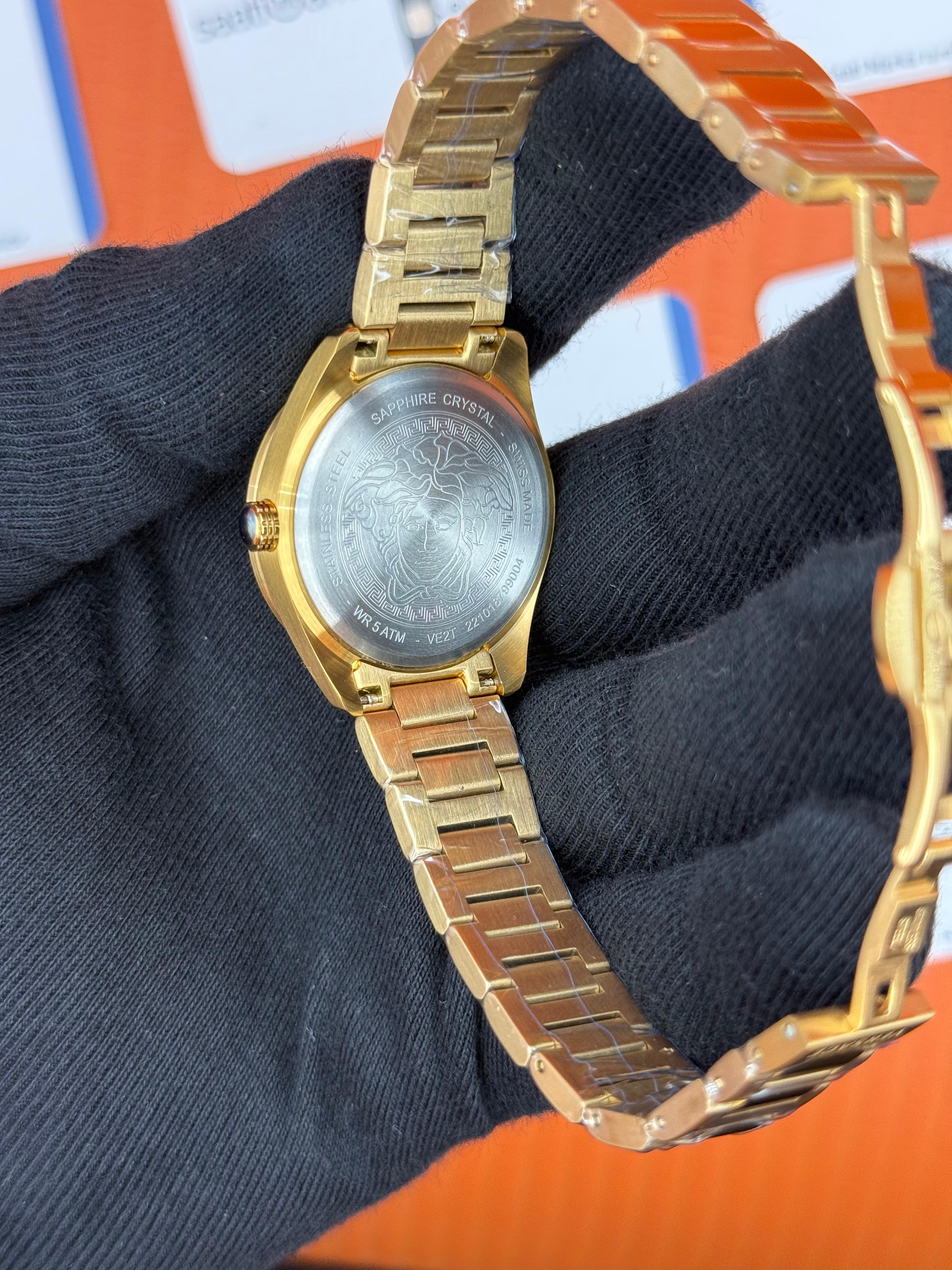 VERSACE lacivert kadran gold kasa kordon kadın kol saati