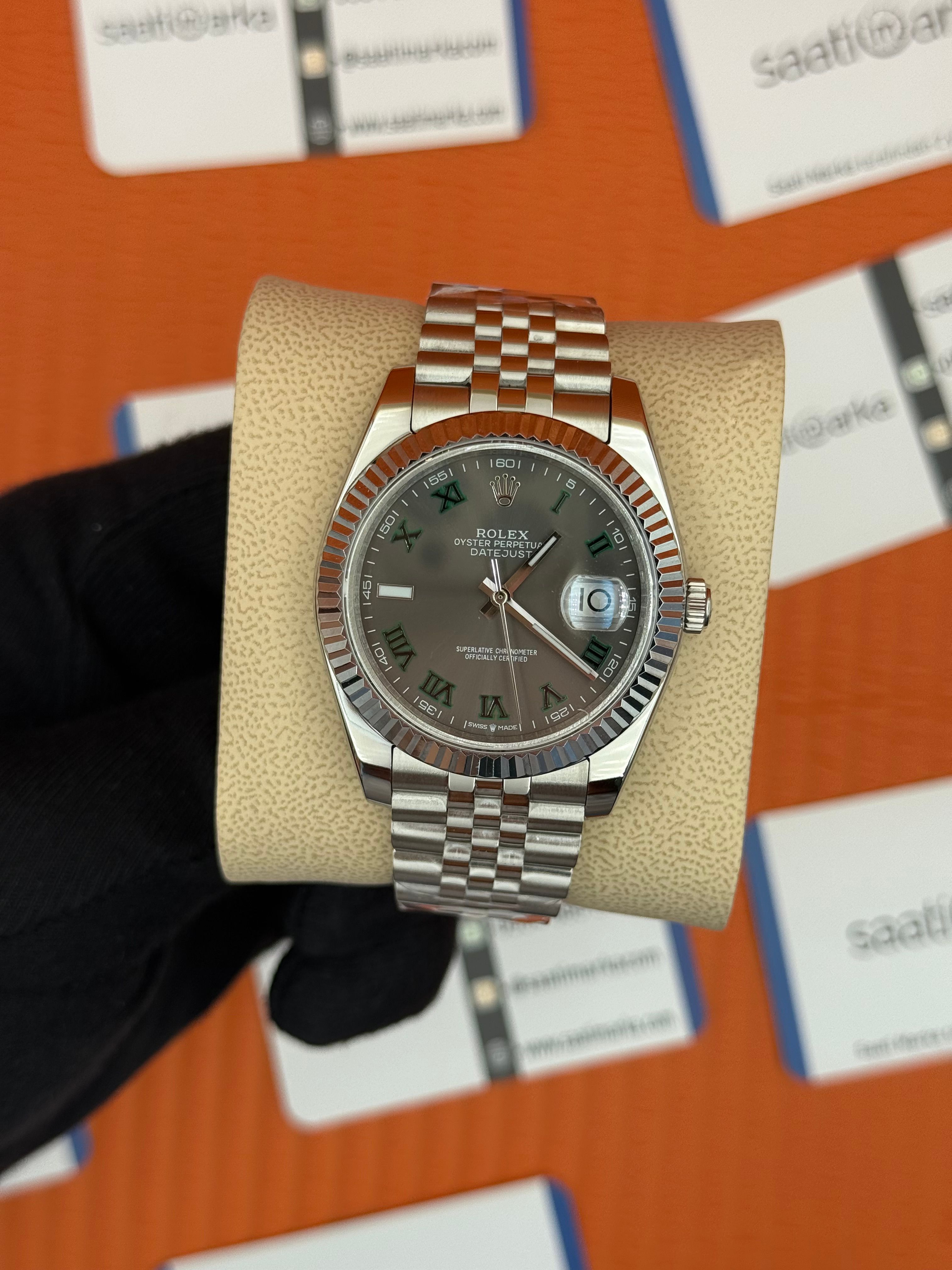 ROLEX Datejust wimbledon grey dial silver jubilee kordon