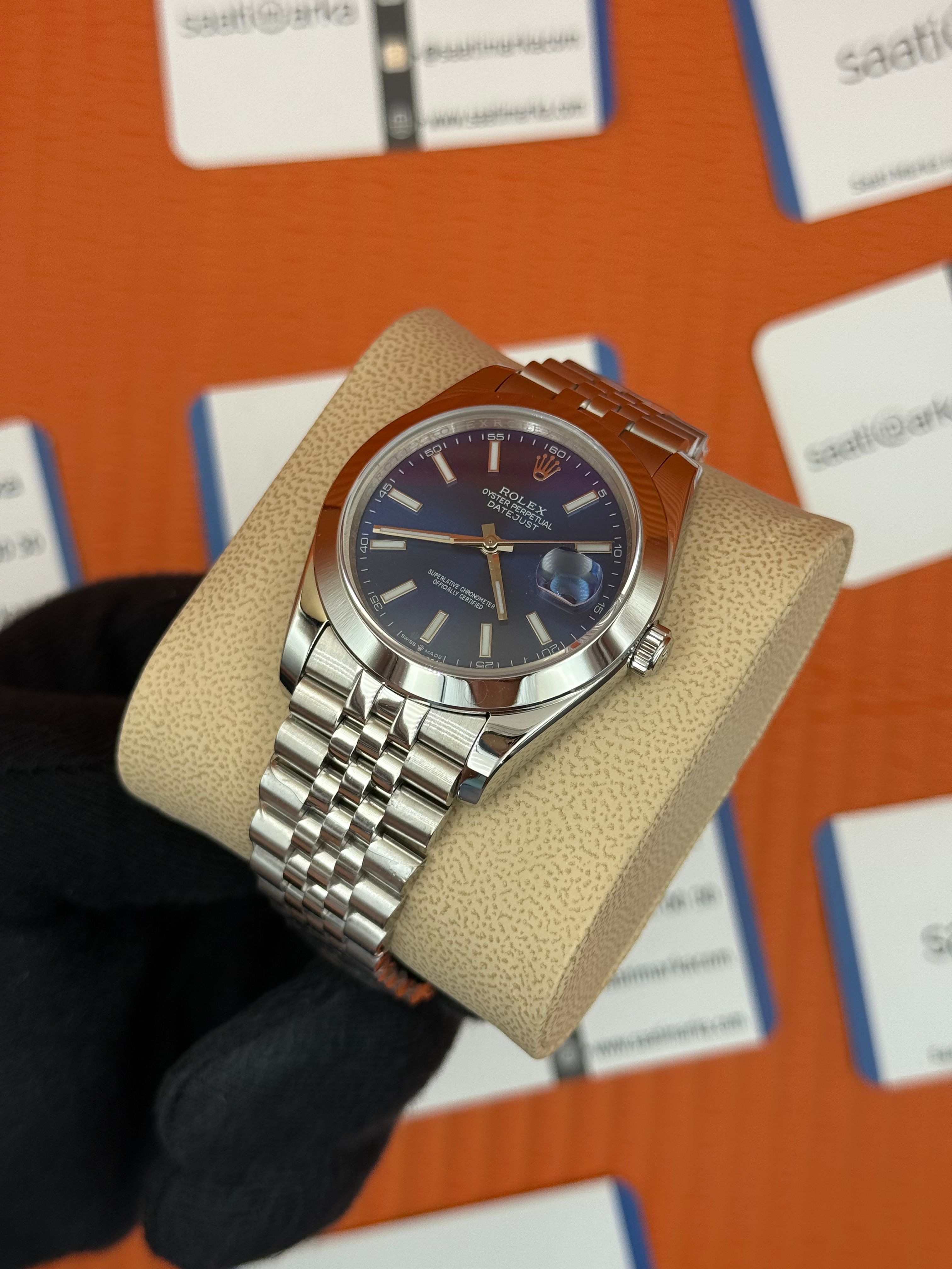 ROLEX Datejust blue dial silver jubilee kordon
