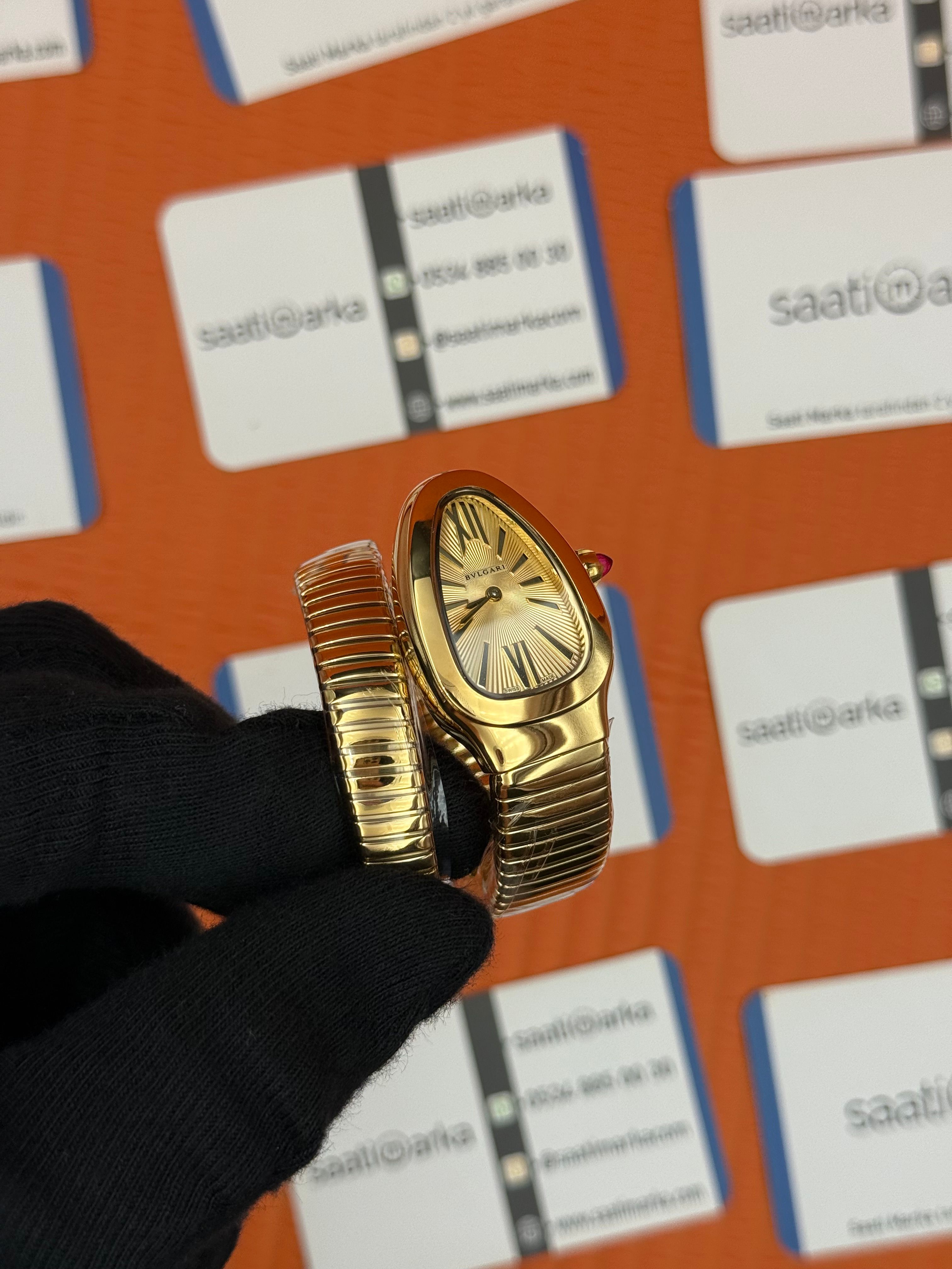BVLGARİ serpenti tek sarma gold kordon şampanya kadran kol saati