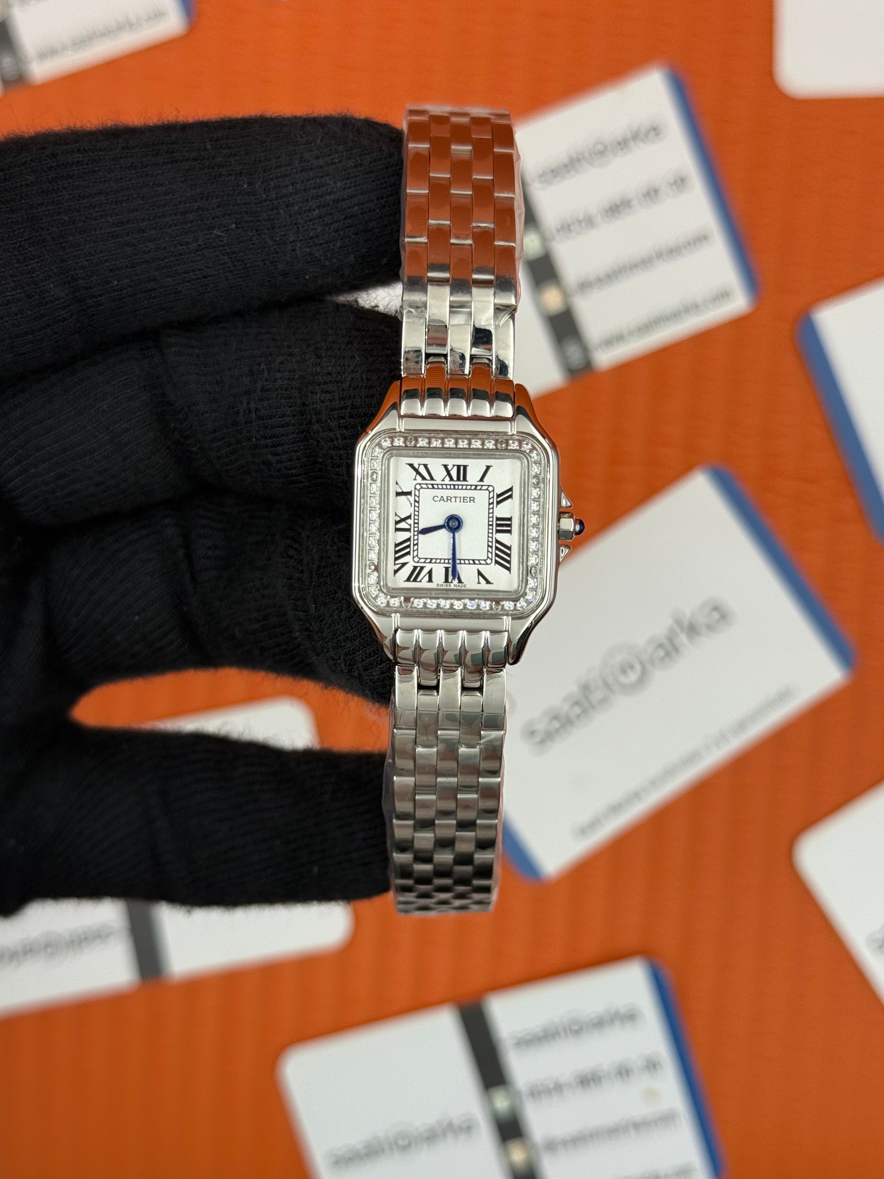ROLEX Panthere 22mm kasa taşlı bezel silver kasa kordon  beyaz kadran lacivert akrep yelkovan
