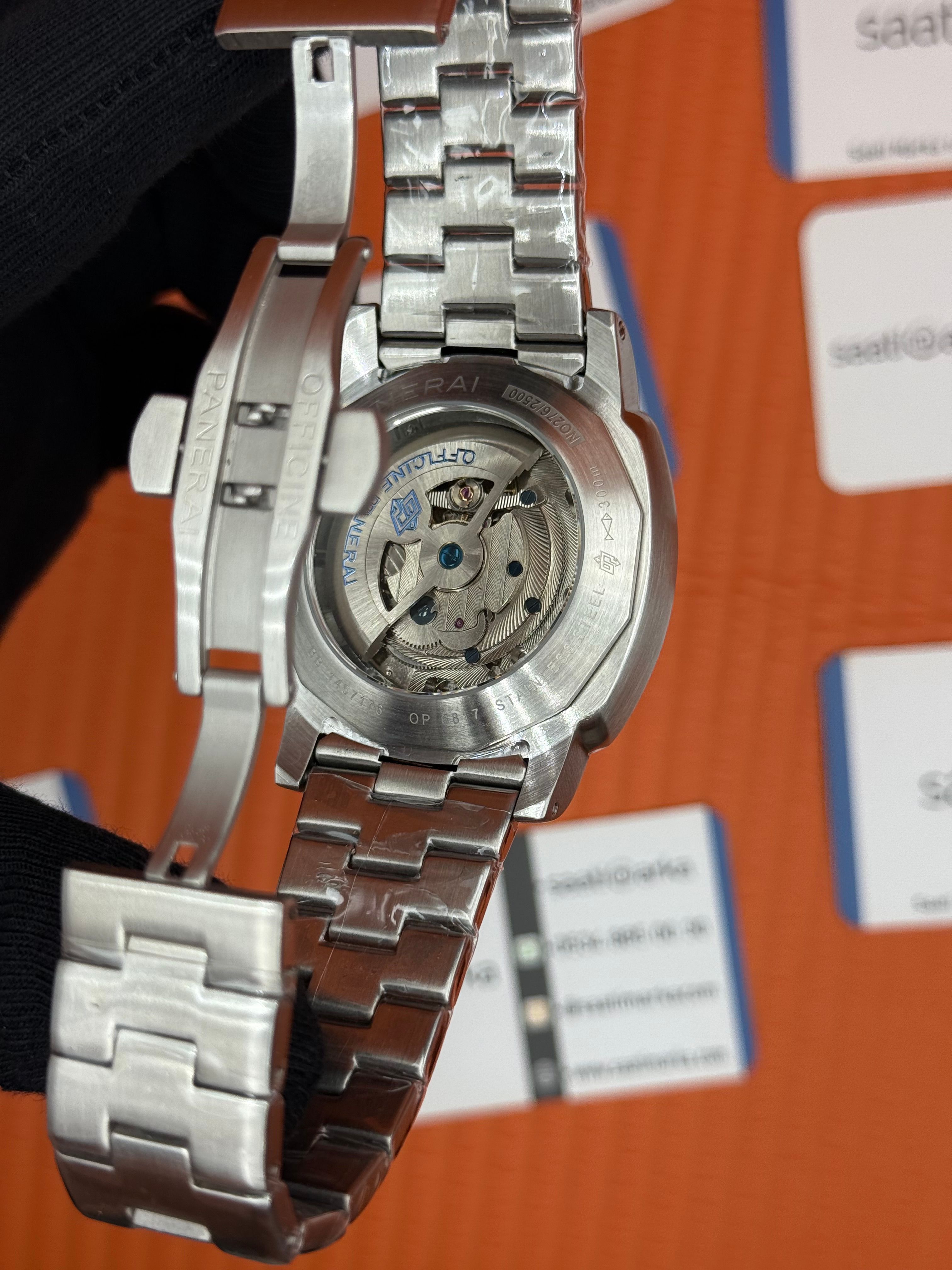 PANERAI luminor silver kasa kordo  siyah kadran sarı index 