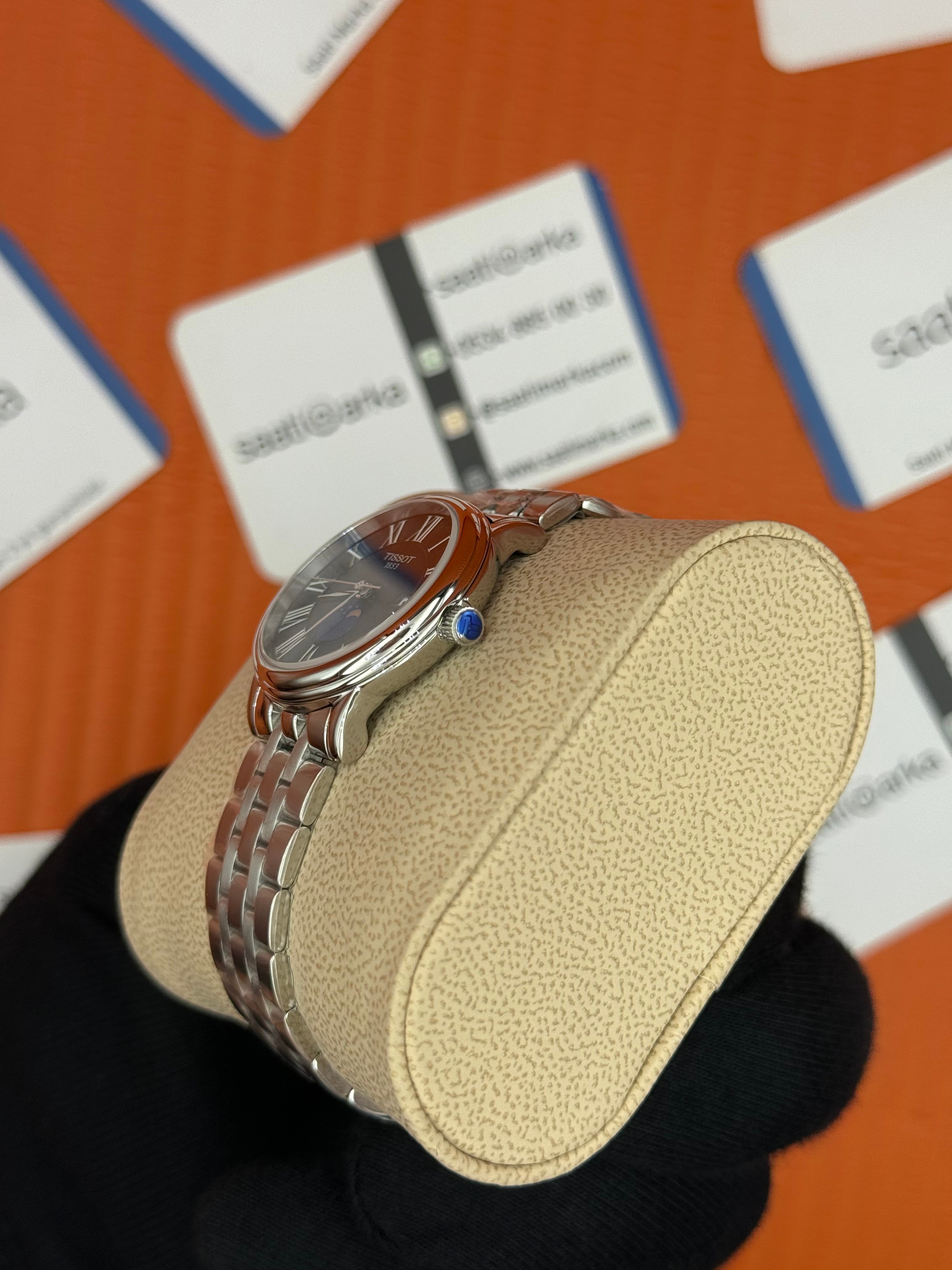 TISSOT carson premium gent monnphase mavi kadran silver kasa kordon kadın kol saati