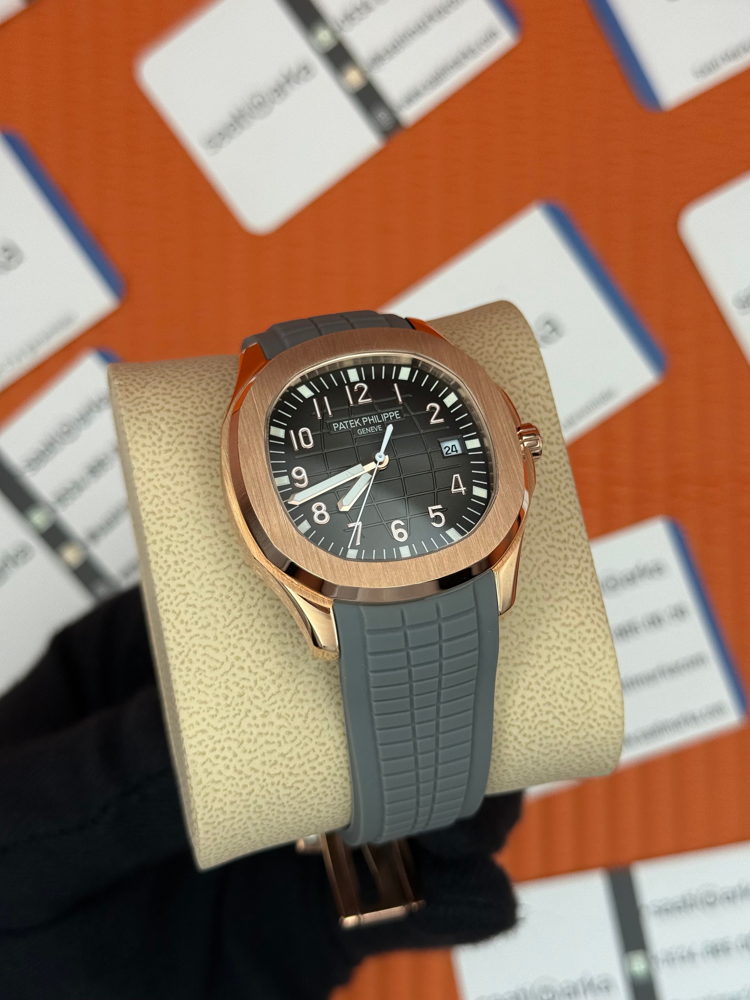 PATEK PHILIPPE AQUANAUT GRİ KAUÇUK KORDON GRİ KADRAN ROSE KASA 
