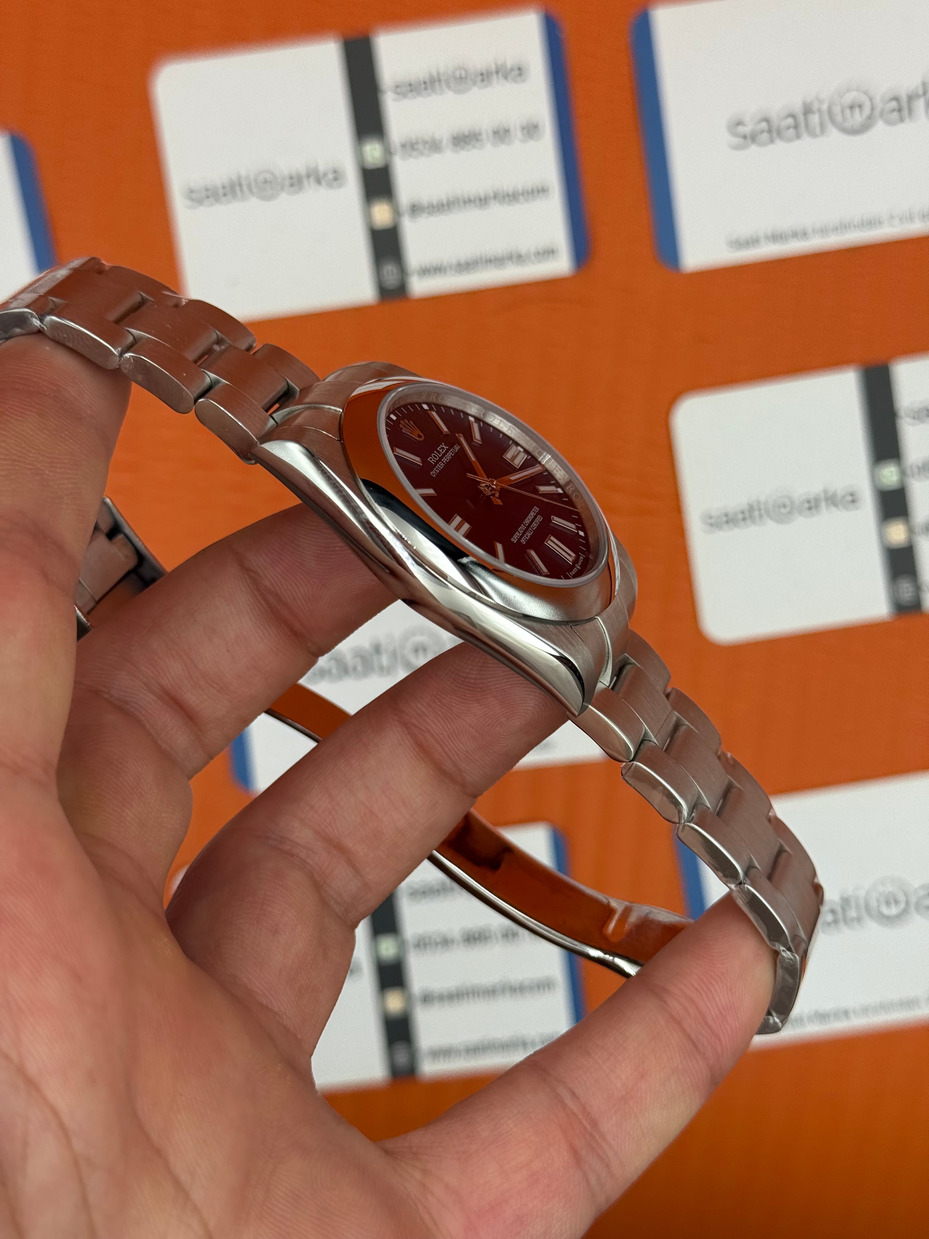 ROLEX oyster perpetual mavi kadran silver kasa kordon erkek kol saati