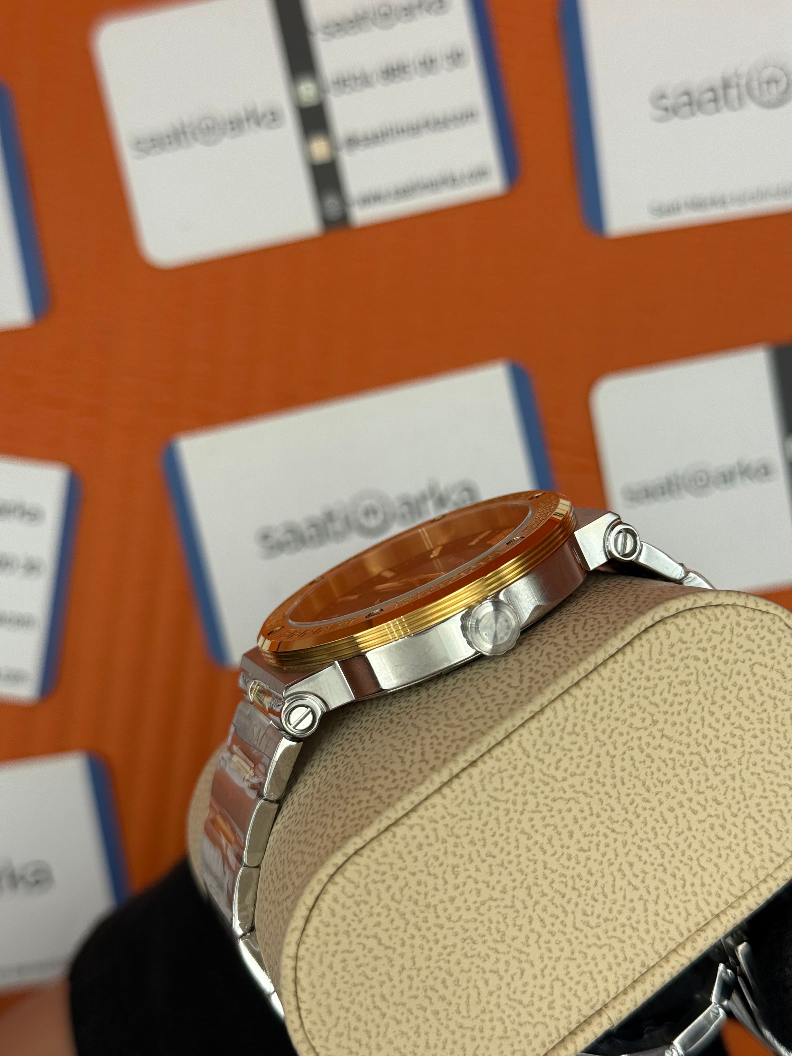 VERSACE siyah kadran gold silver kasa kordon erkek kol saati