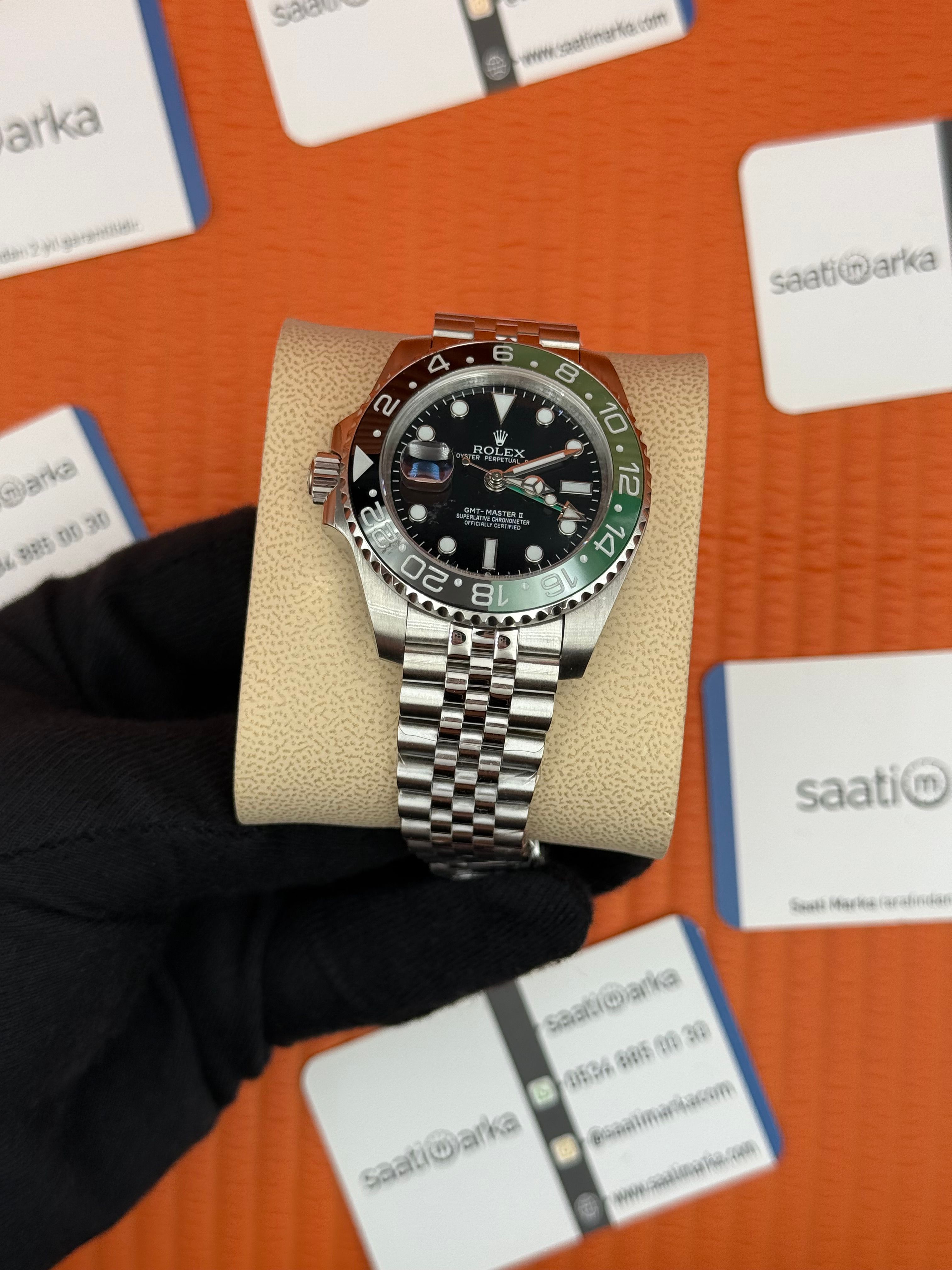 ROLEX Gmt Master Sprite black dial green black bezel jubilee 40mm