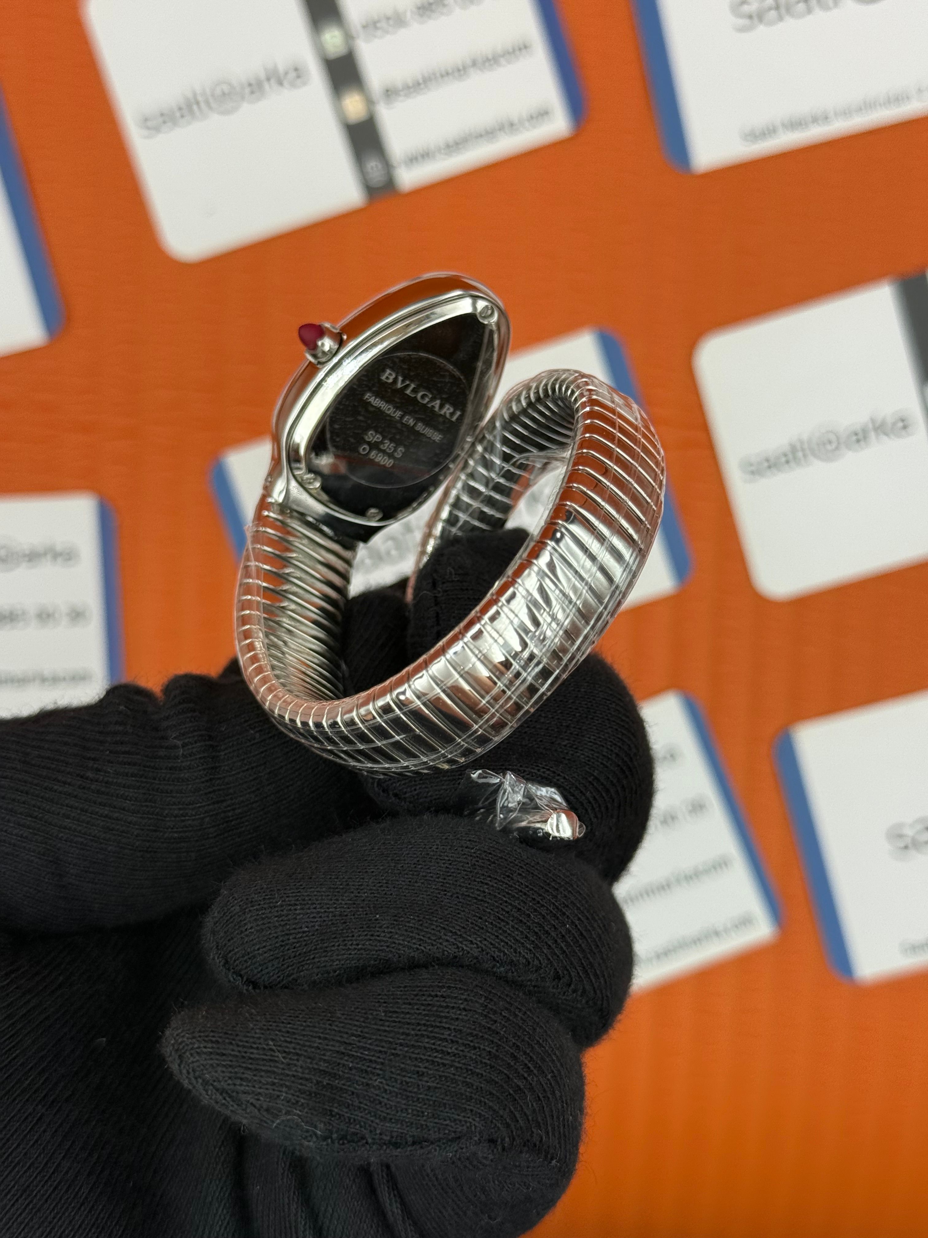 BVLGARİ serpenti tek sarma silver kordon siyah kadran kadın kol saati