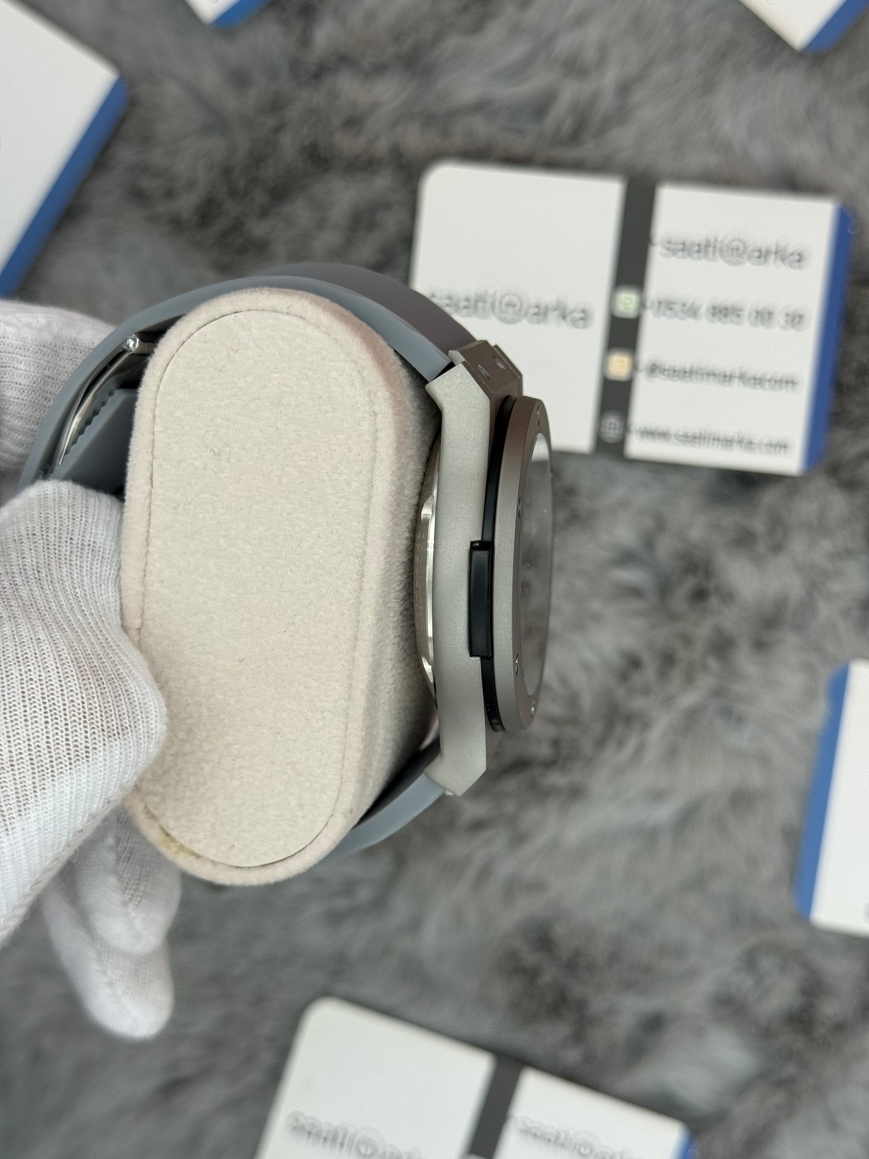 HUBLOT big bang tourbillon 41mm silver kasa gri kauçuk kordon erkek kol saati