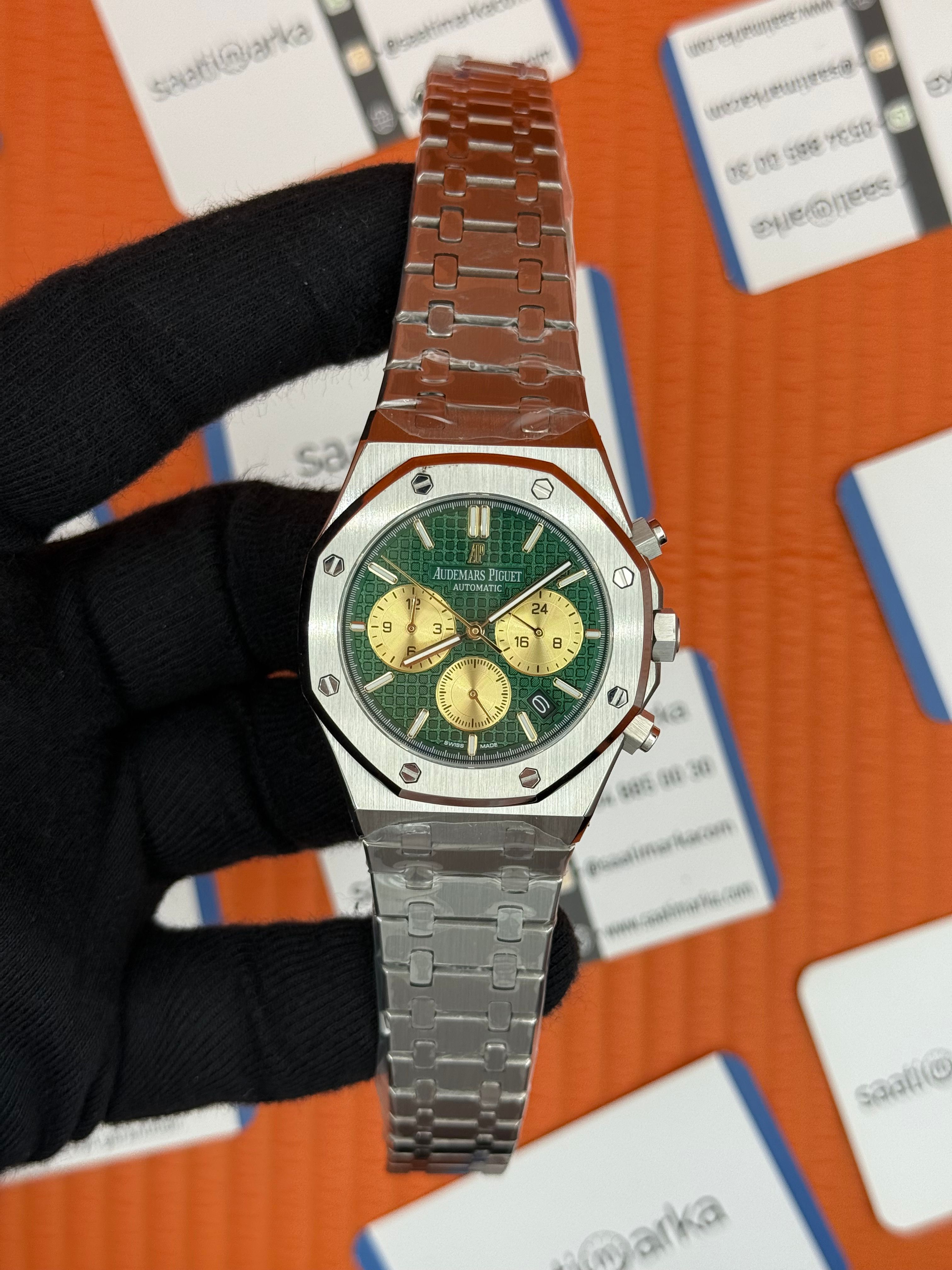 AUDEMARS PİGUET ROYAL OAK CHRONOGRAPH YEŞİL SARI KADRAN SİLVER KASA-KORDON