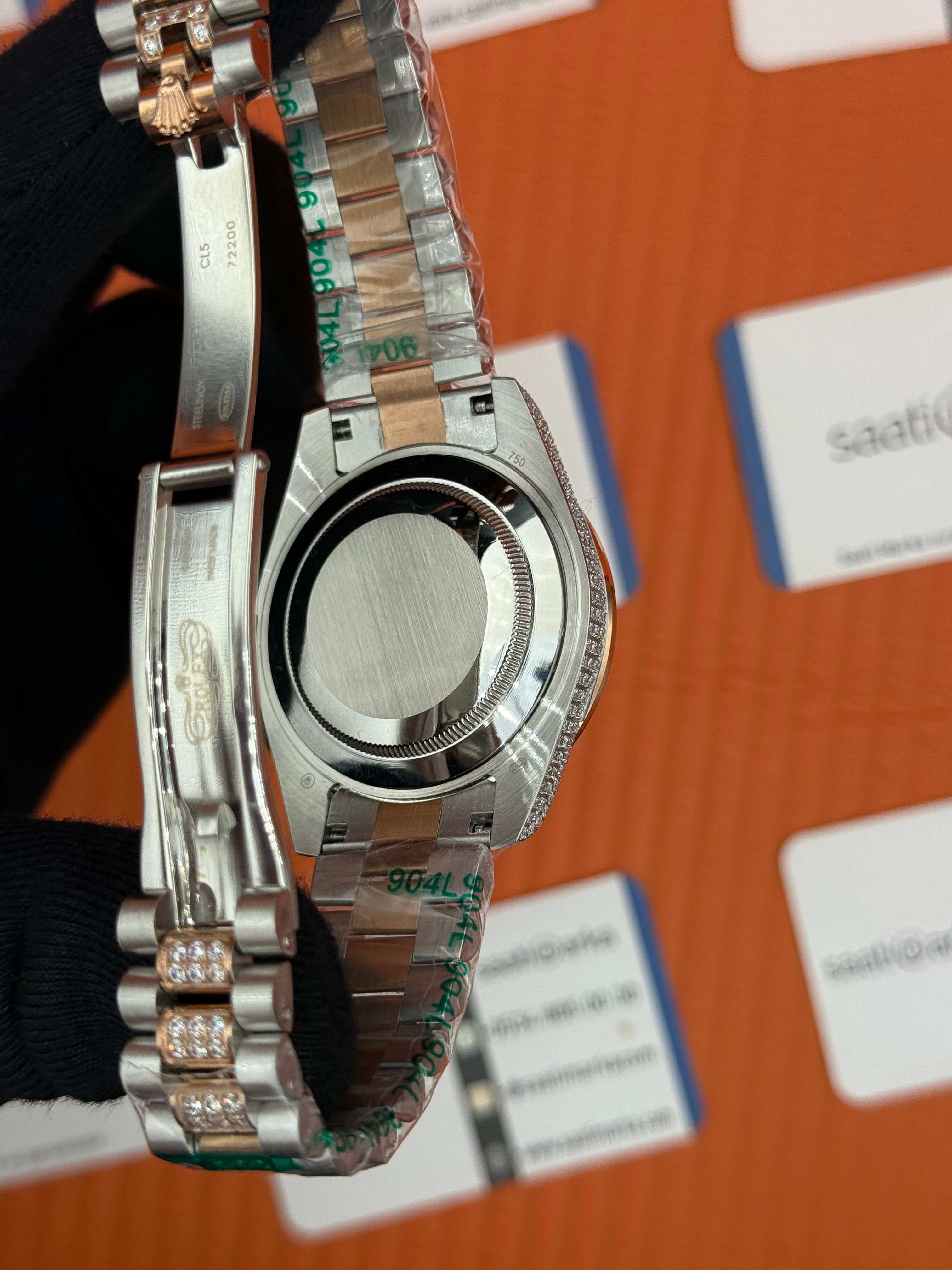 ROLEX Datejust taşlı kasa kordon rose silver kordon 